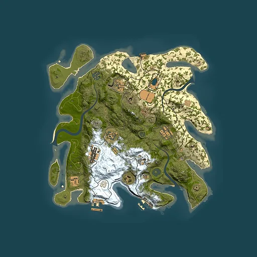 Rust map seed 223666002, 3500x3500m top-down preview