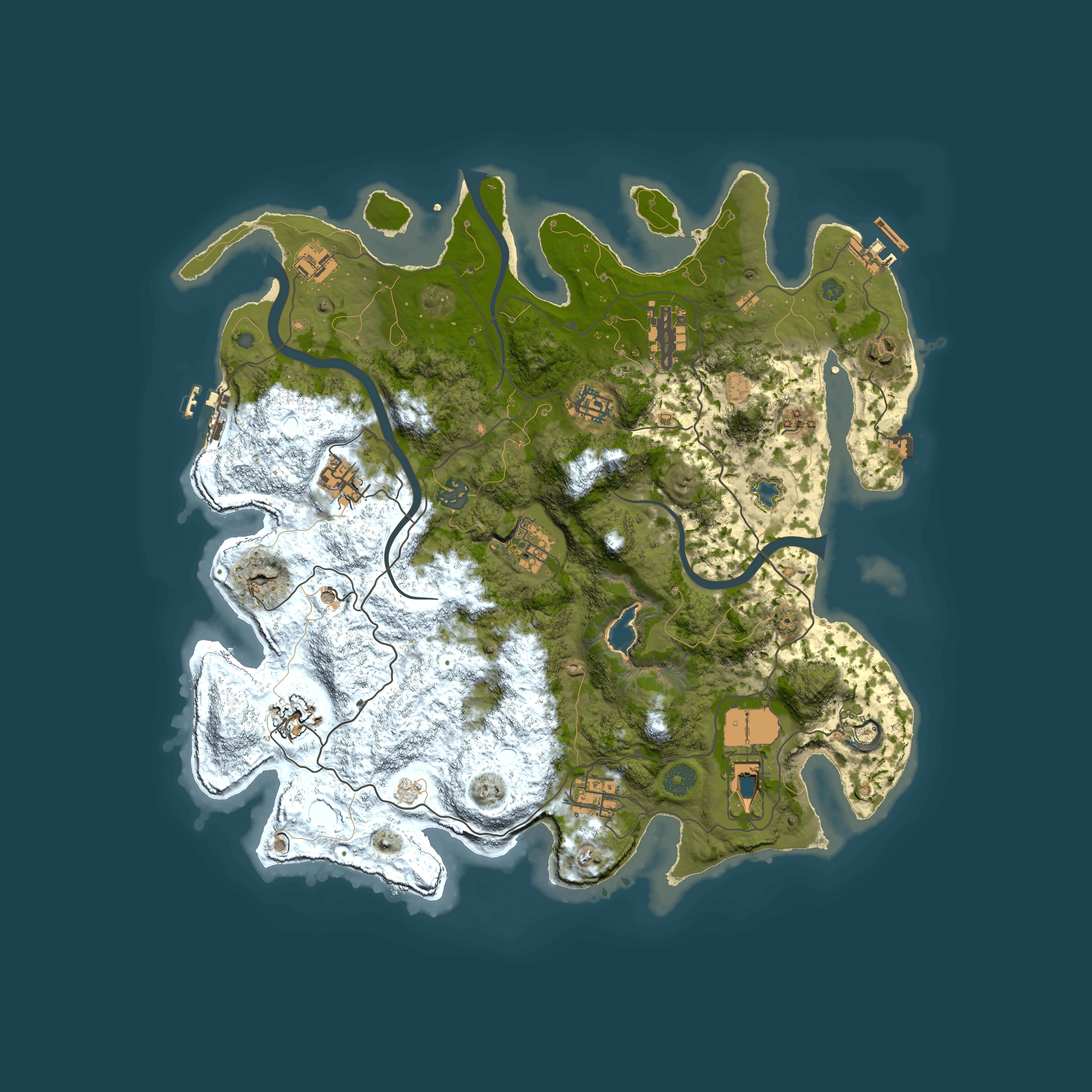 Full top-down render of Rust map seed 885177483, 4000x4000m