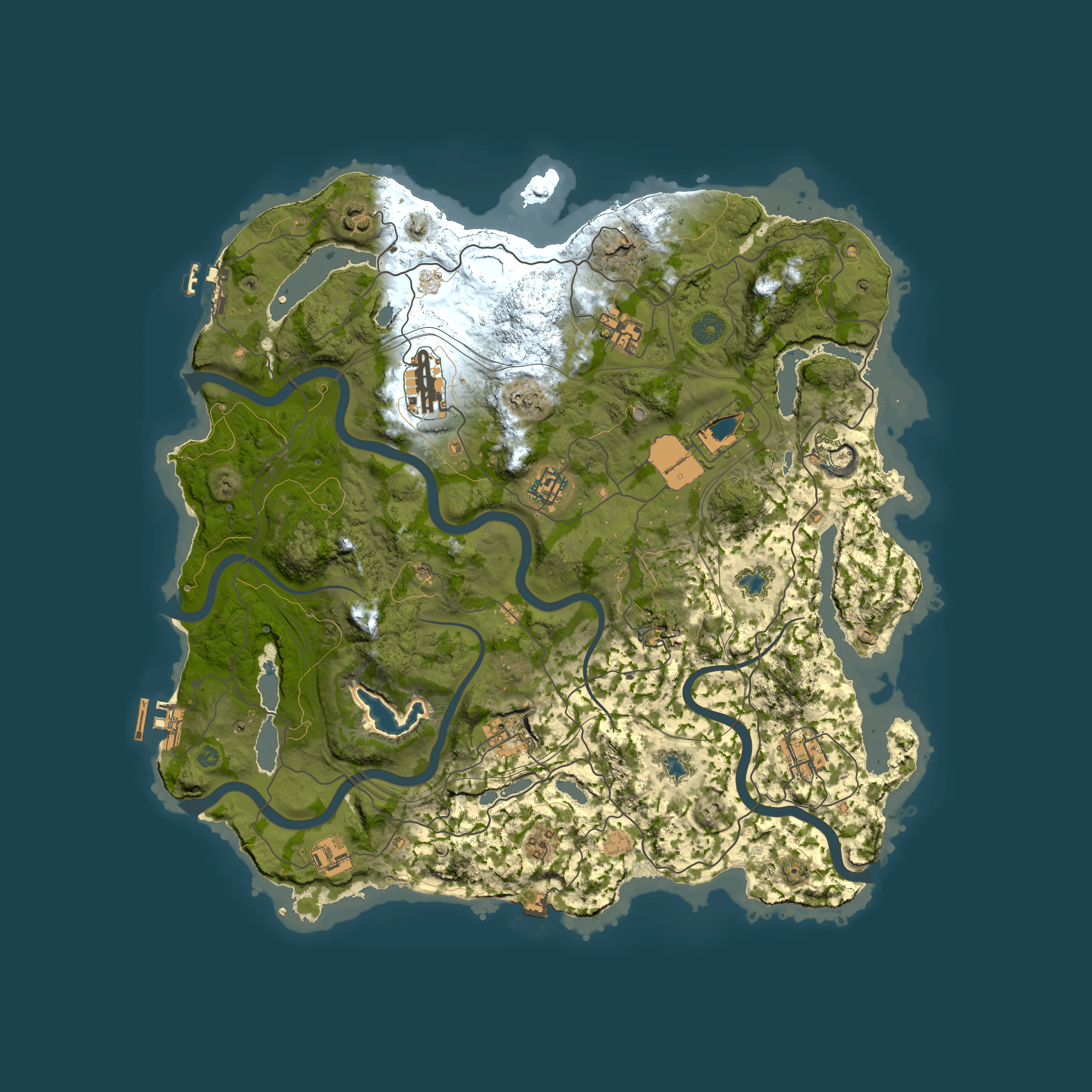 Full top-down render of Rust map seed 192190407, 4000x4000m