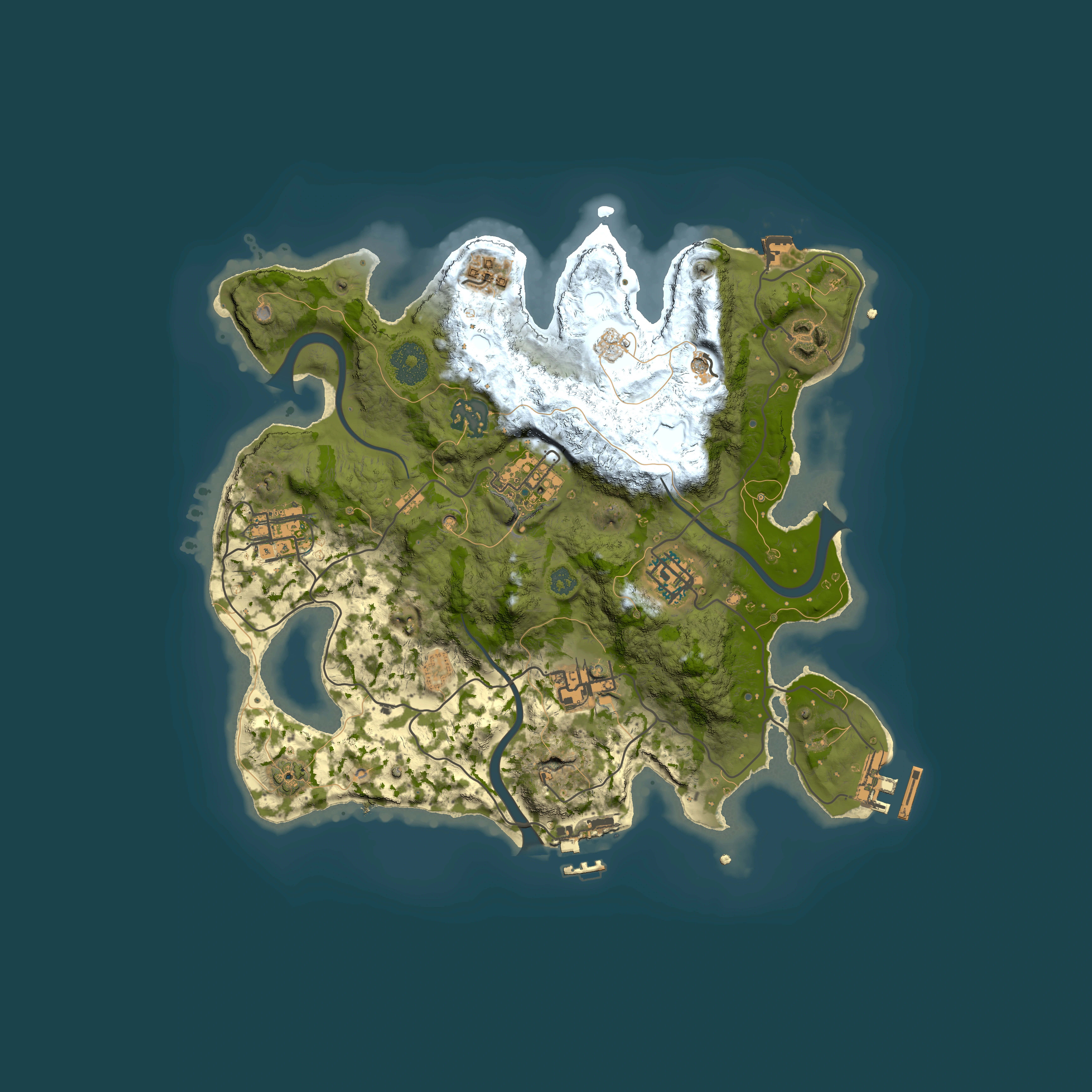 Full top-down render of Rust map seed 131778084, 3000x3000m