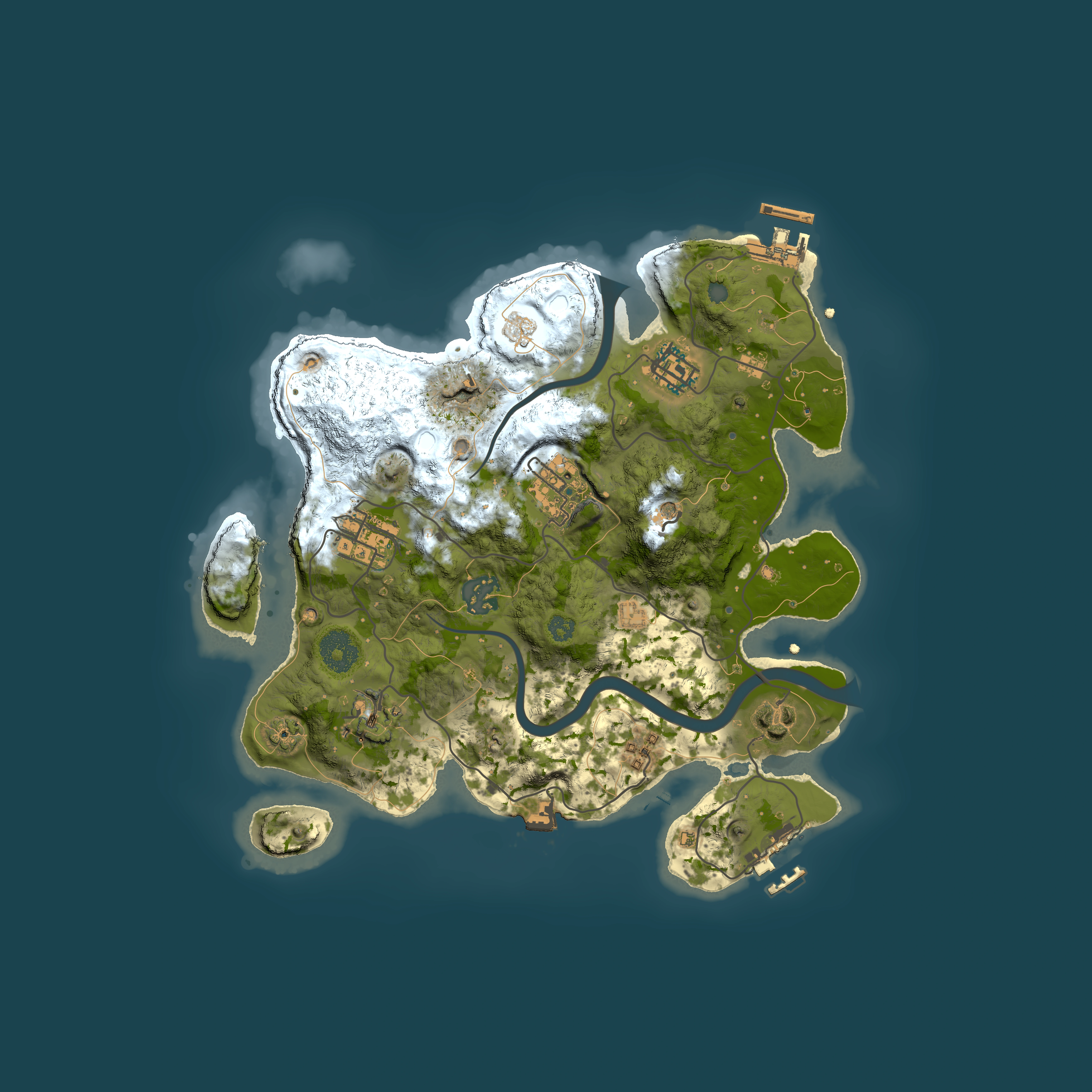Full top-down render of Rust map seed 1650182158, 3000x3000m