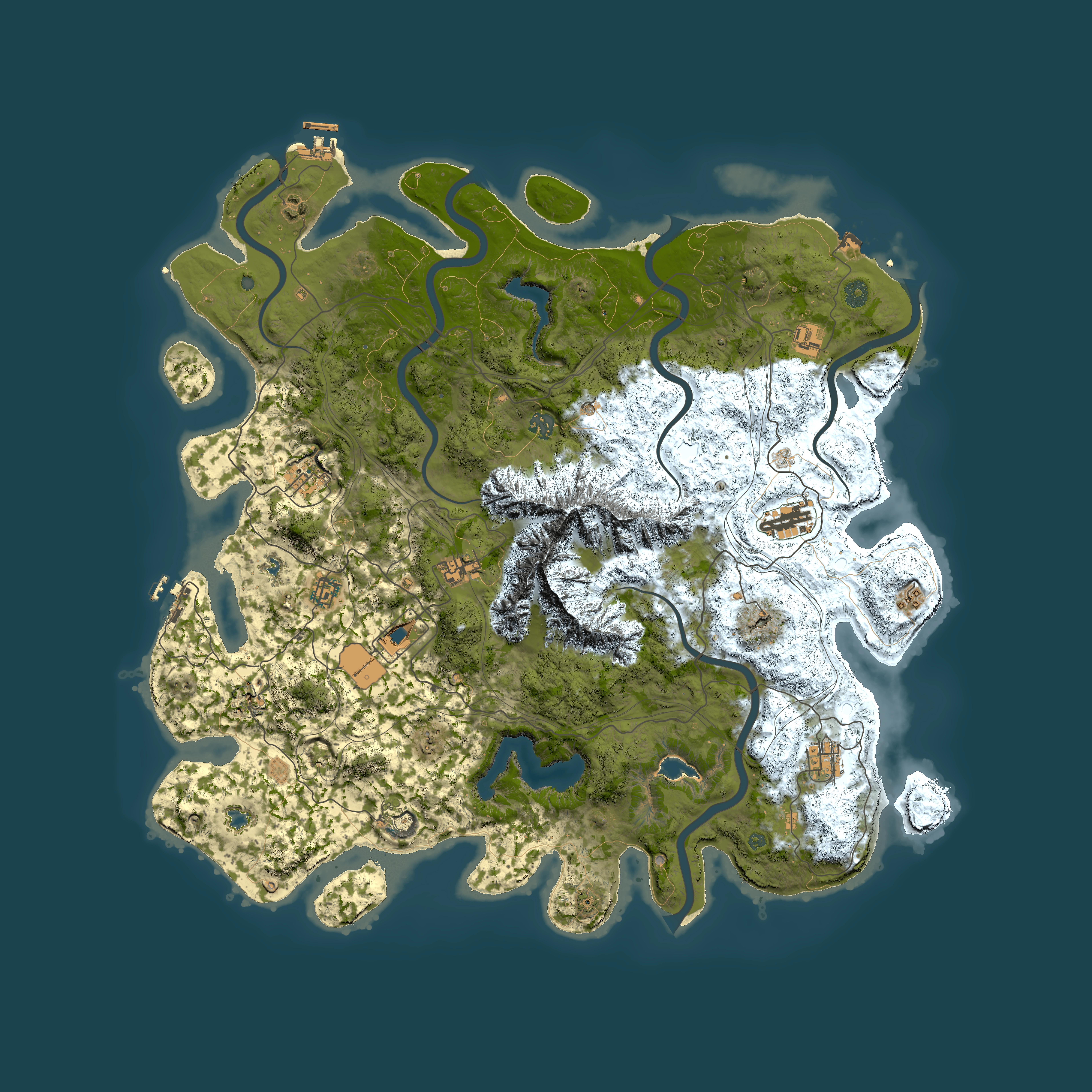 Full top-down render of Rust map seed 880987772, 5000x5000m