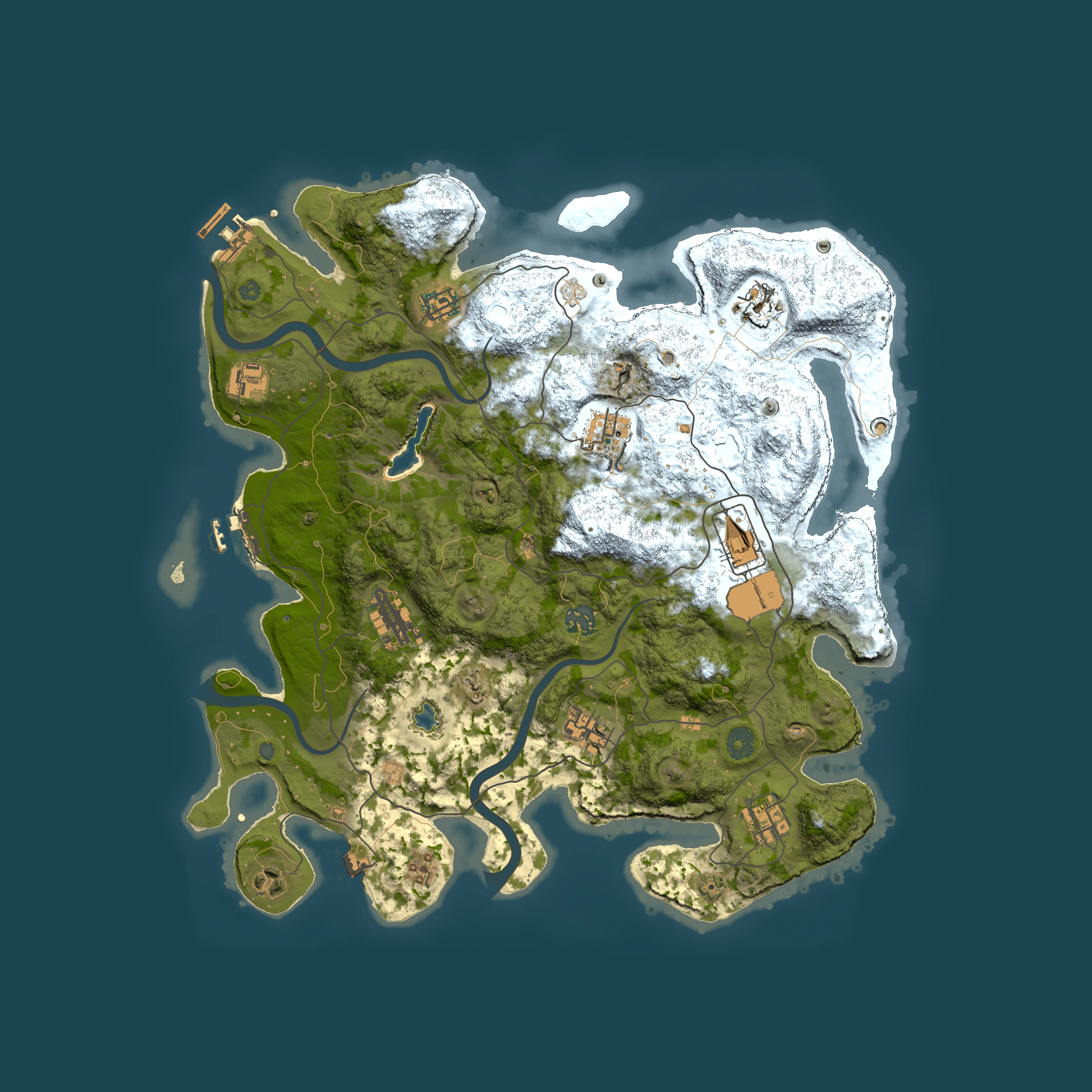 Full top-down render of Rust map seed 1208667302, 4000x4000m