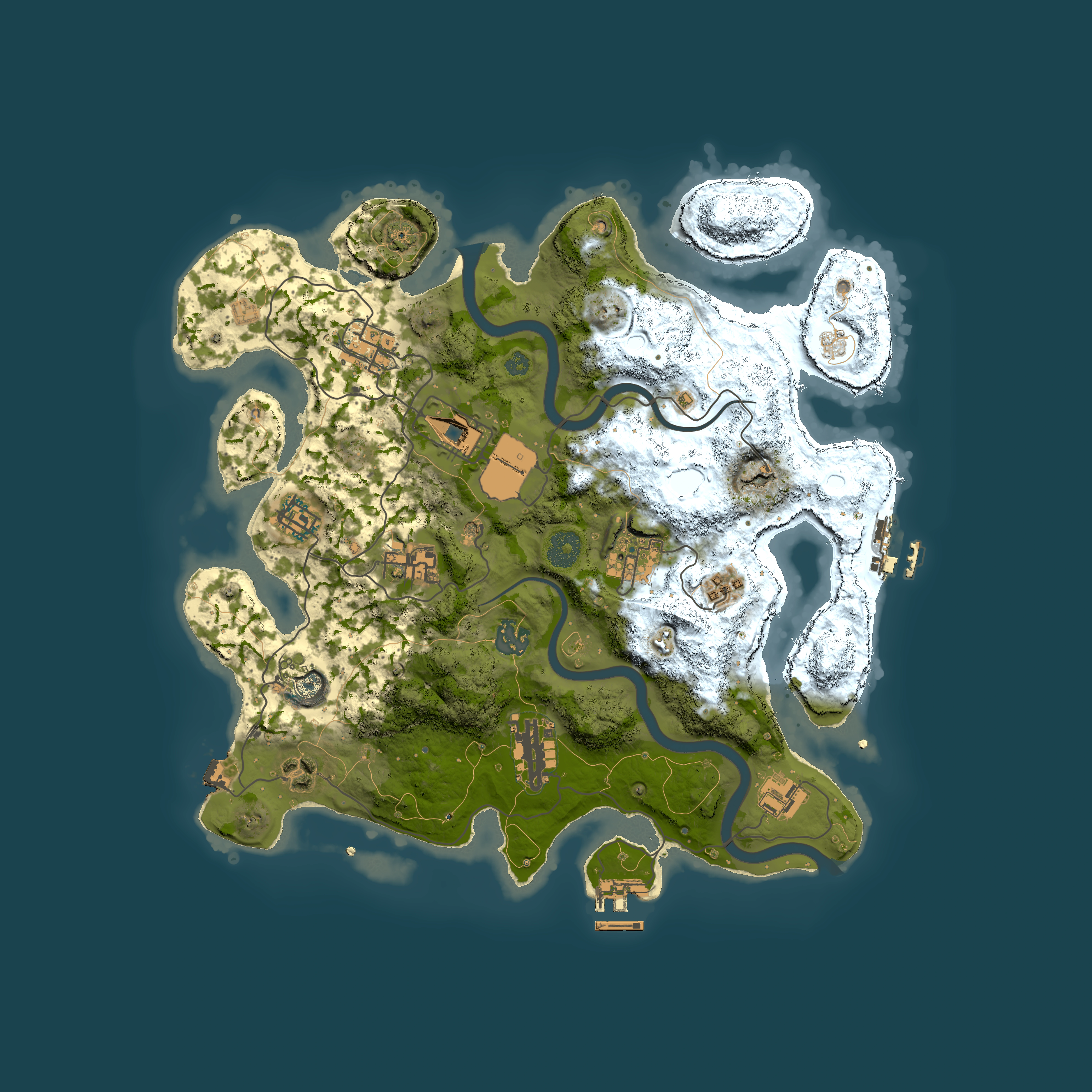 Full top-down render of Rust map seed 305451039, 3500x3500m
