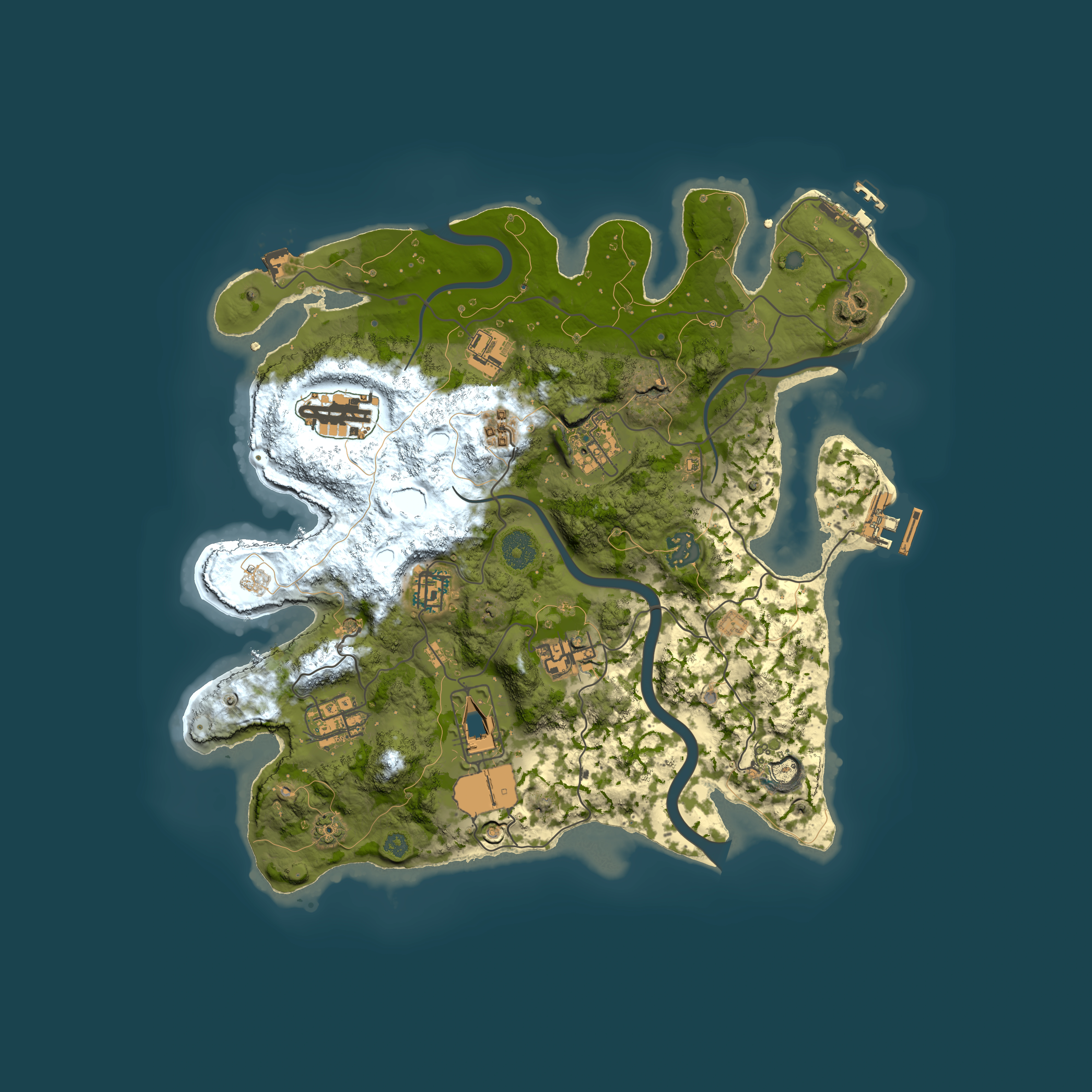 Full top-down render of Rust map seed 1846204495, 3500x3500m