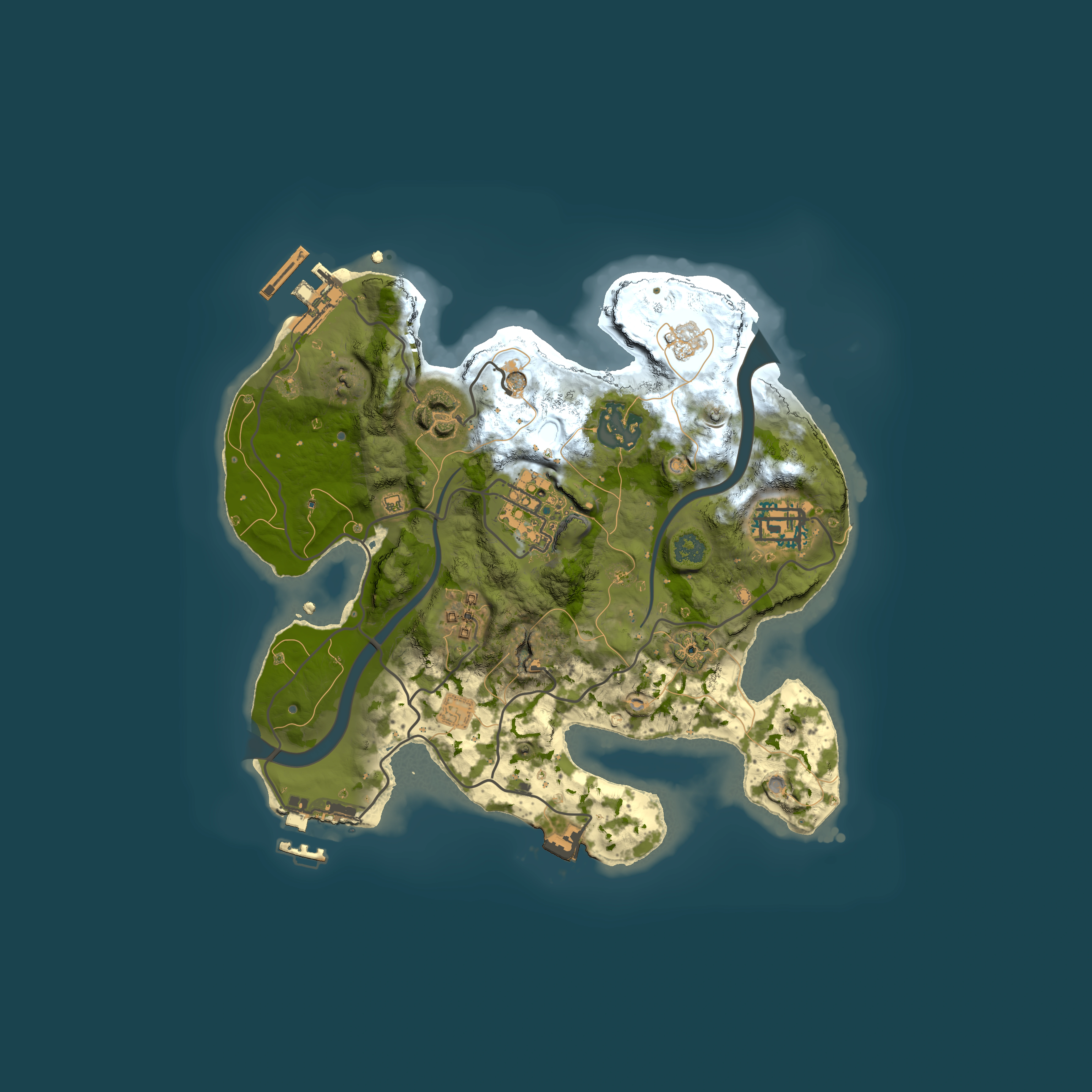 Full top-down render of Rust map seed 1568404411, 2500x2500m