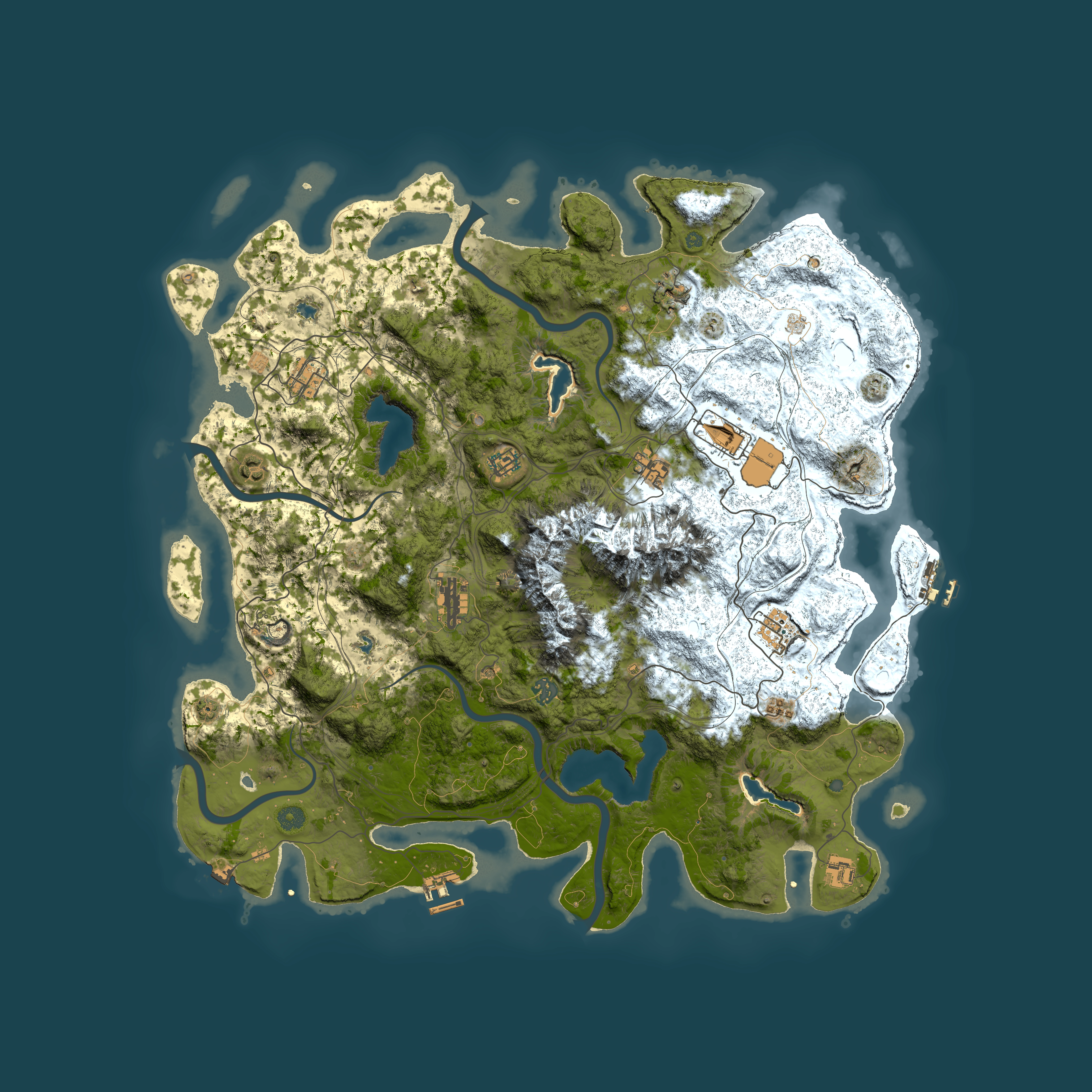 Full top-down render of Rust map seed 396249027, 5000x5000m