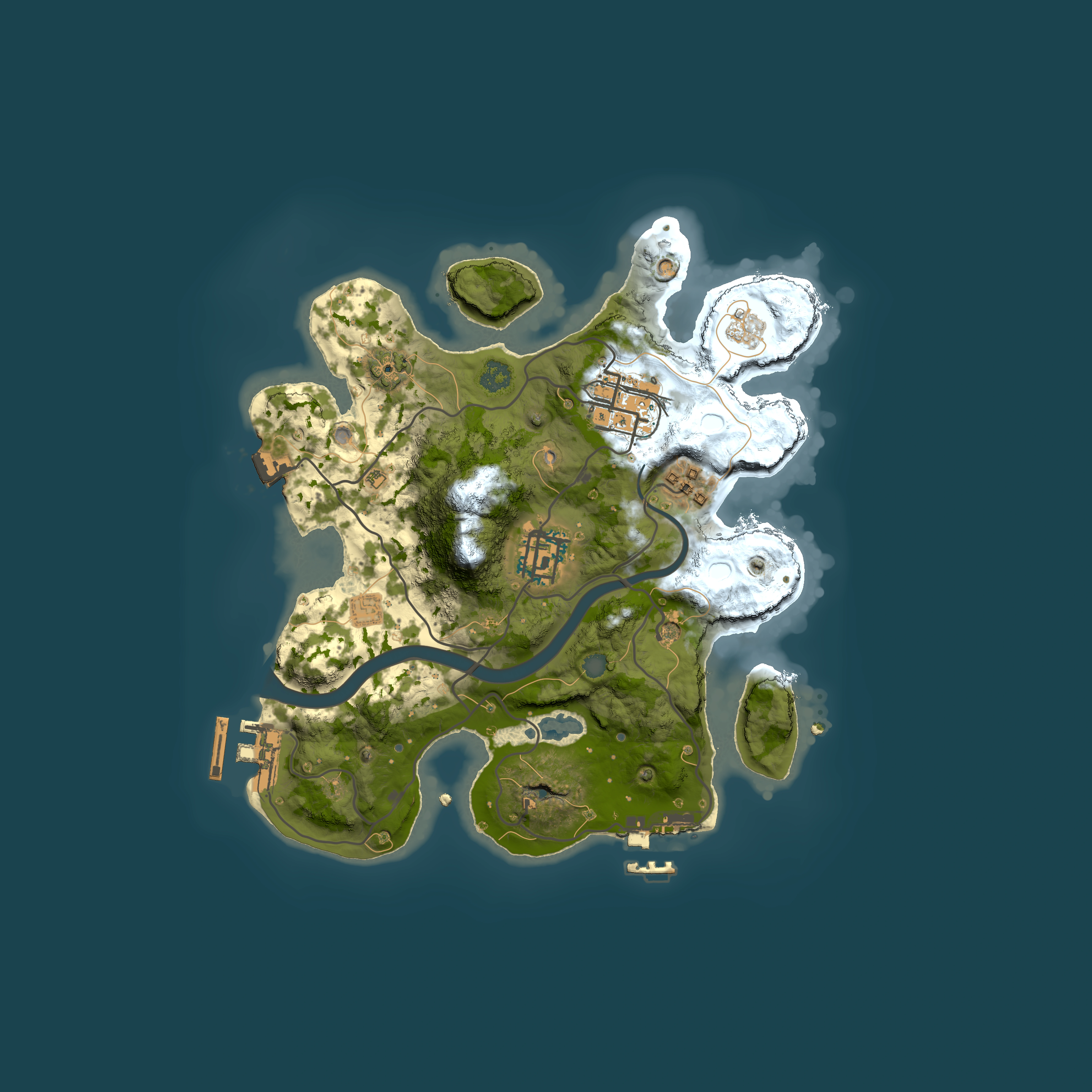 Full top-down render of Rust map seed 1673610961, 2500x2500m