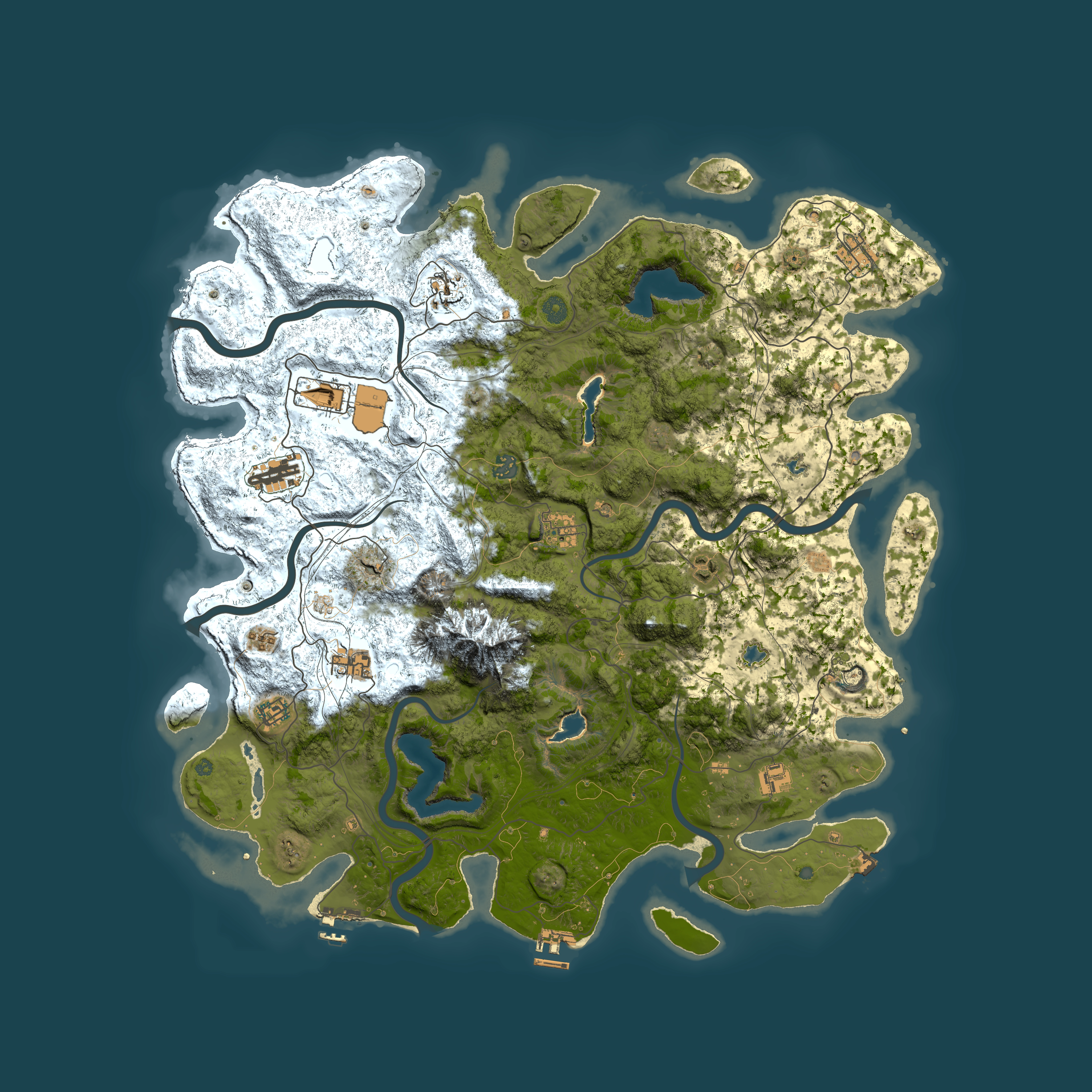 Full top-down render of Rust map seed 1220873098, 5000x5000m