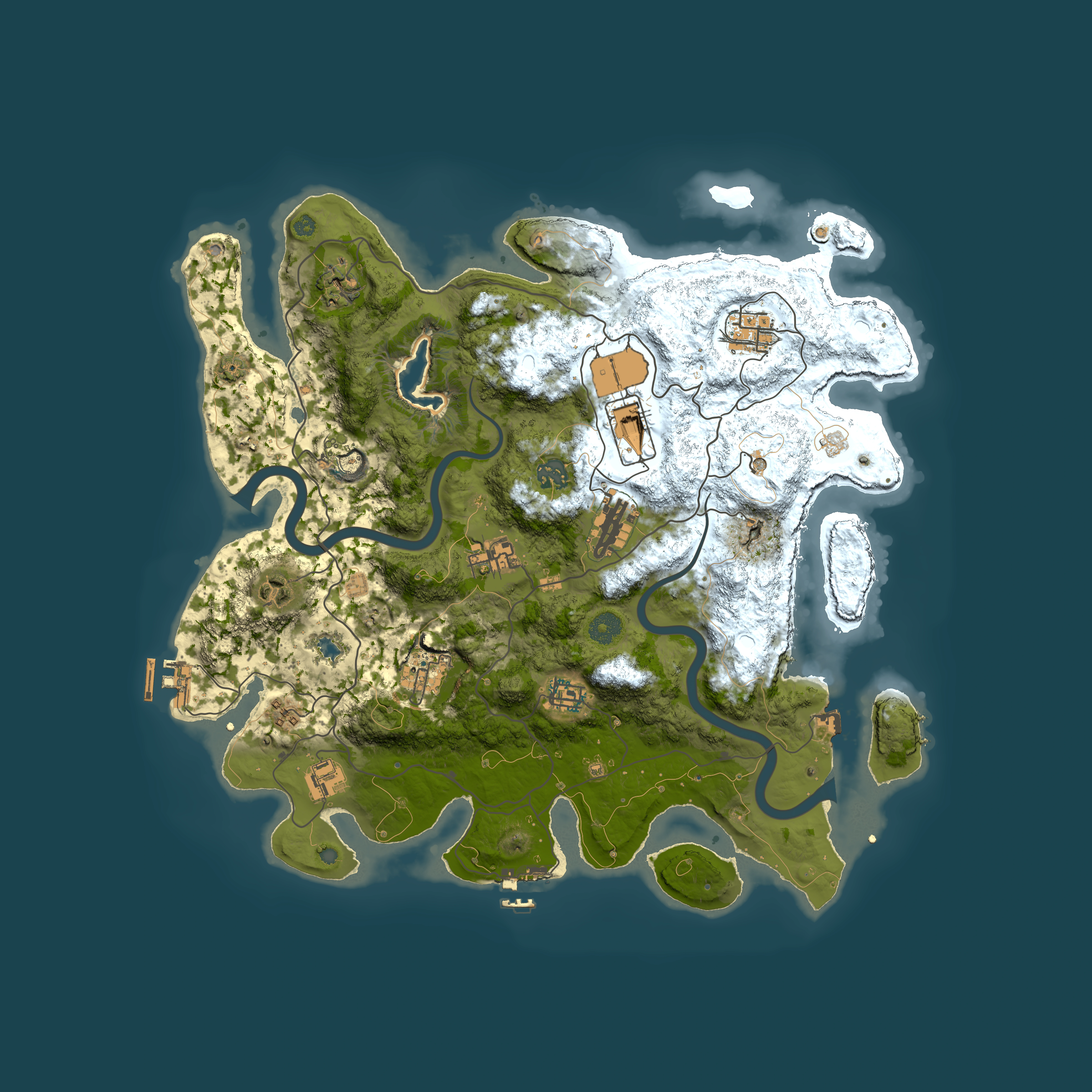 Full top-down render of Rust map seed 250641382, 4000x4000m