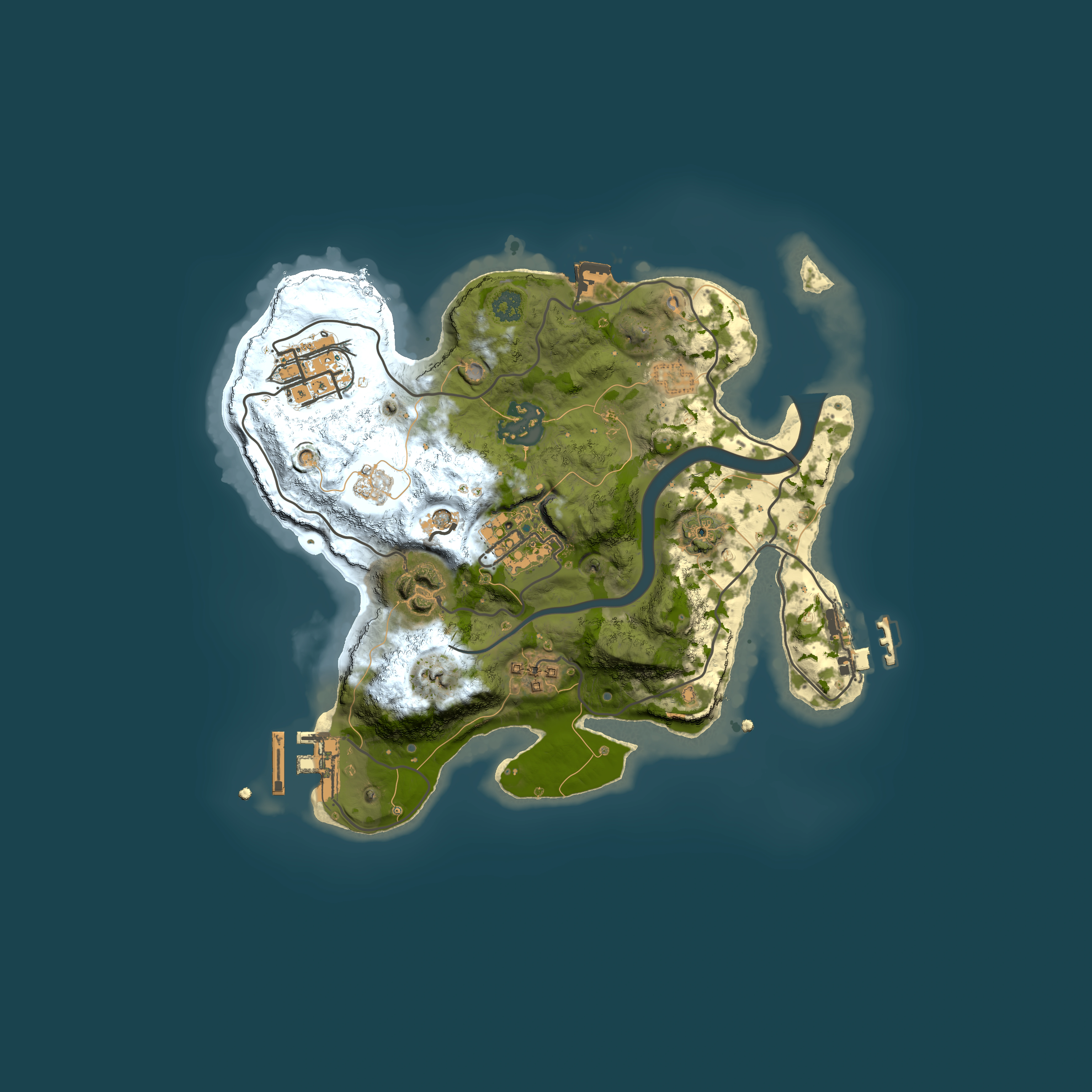 Full top-down render of Rust map seed 1629291163, 2500x2500m