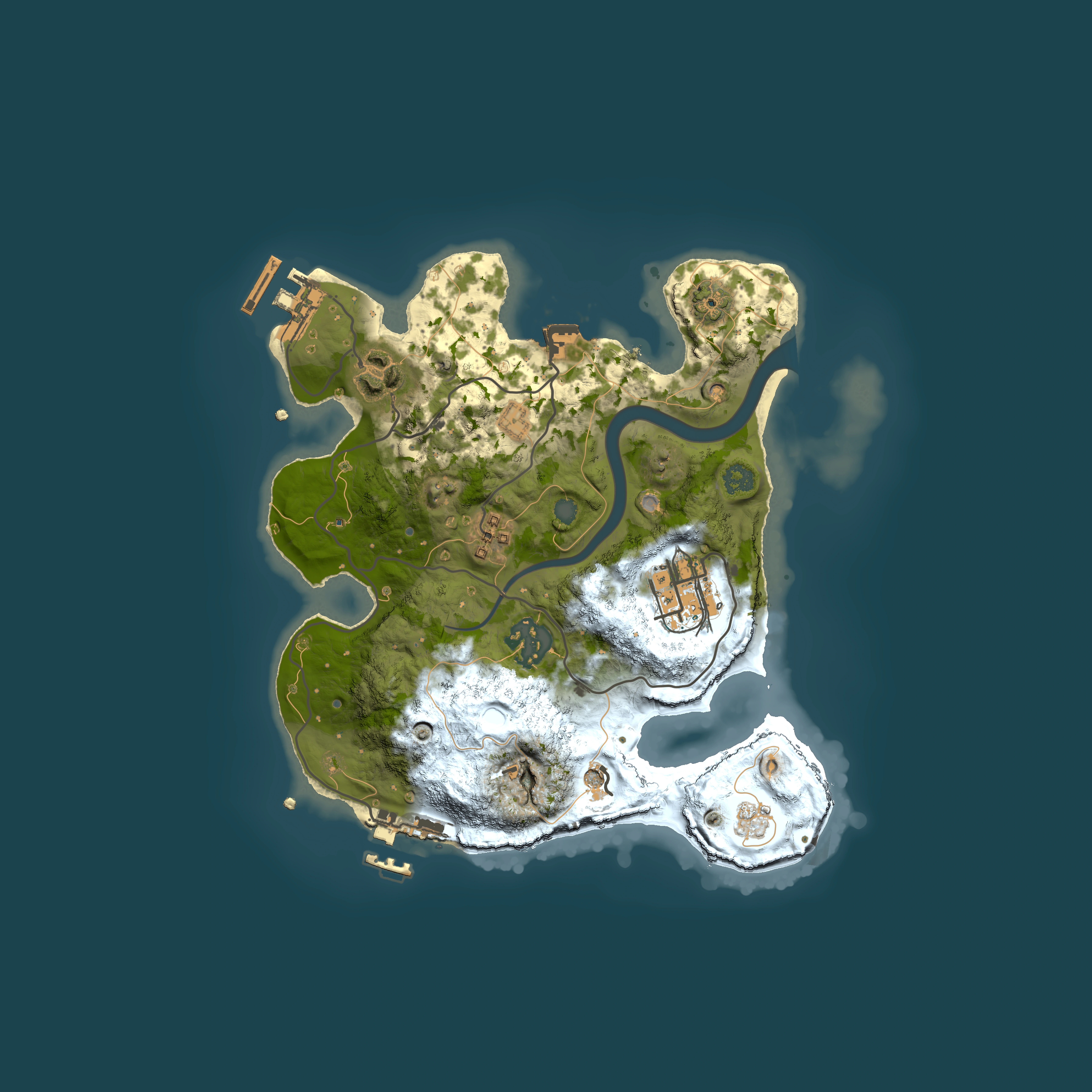 Full top-down render of Rust map seed 663431620, 2500x2500m