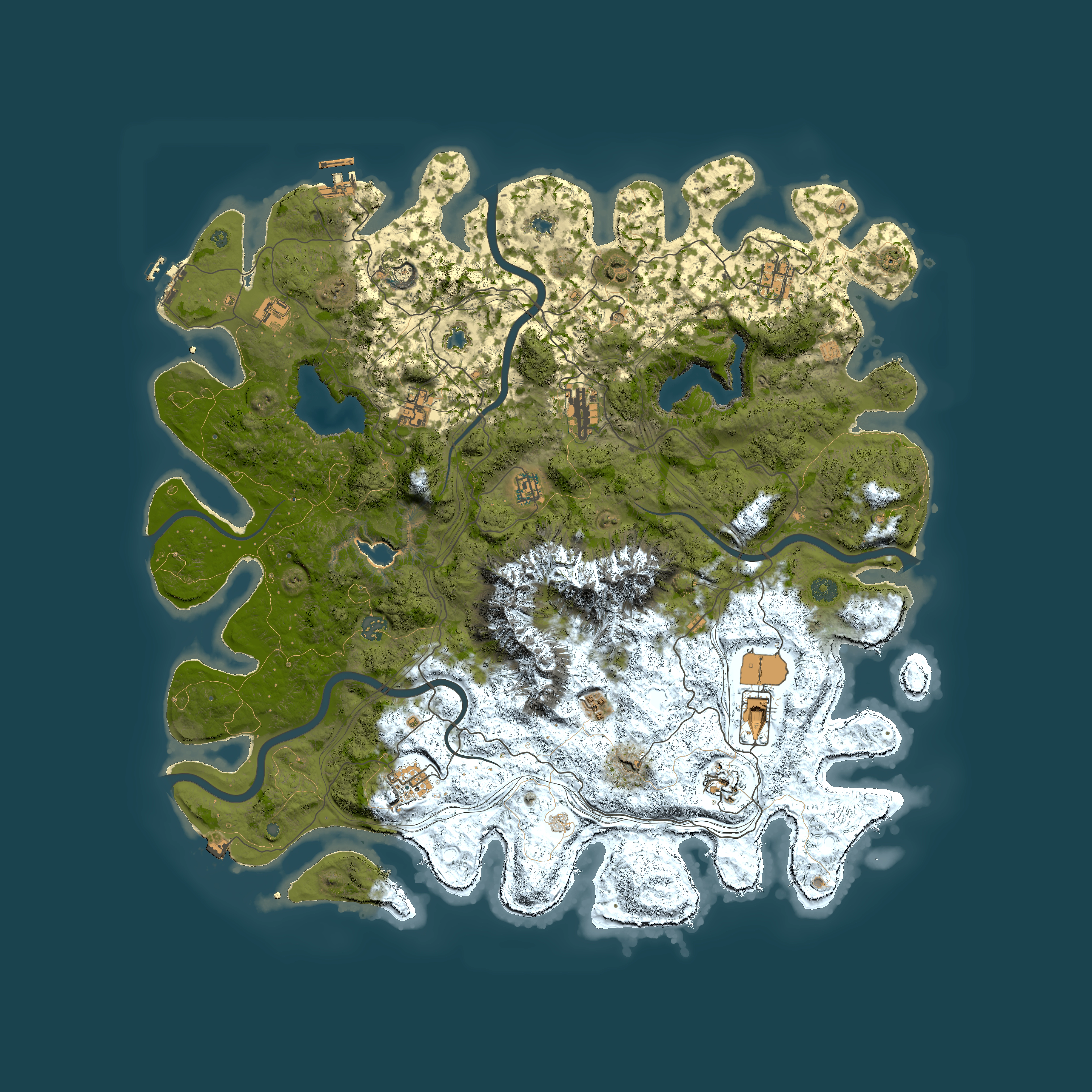 Full top-down render of Rust map seed 1252077347, 5000x5000m