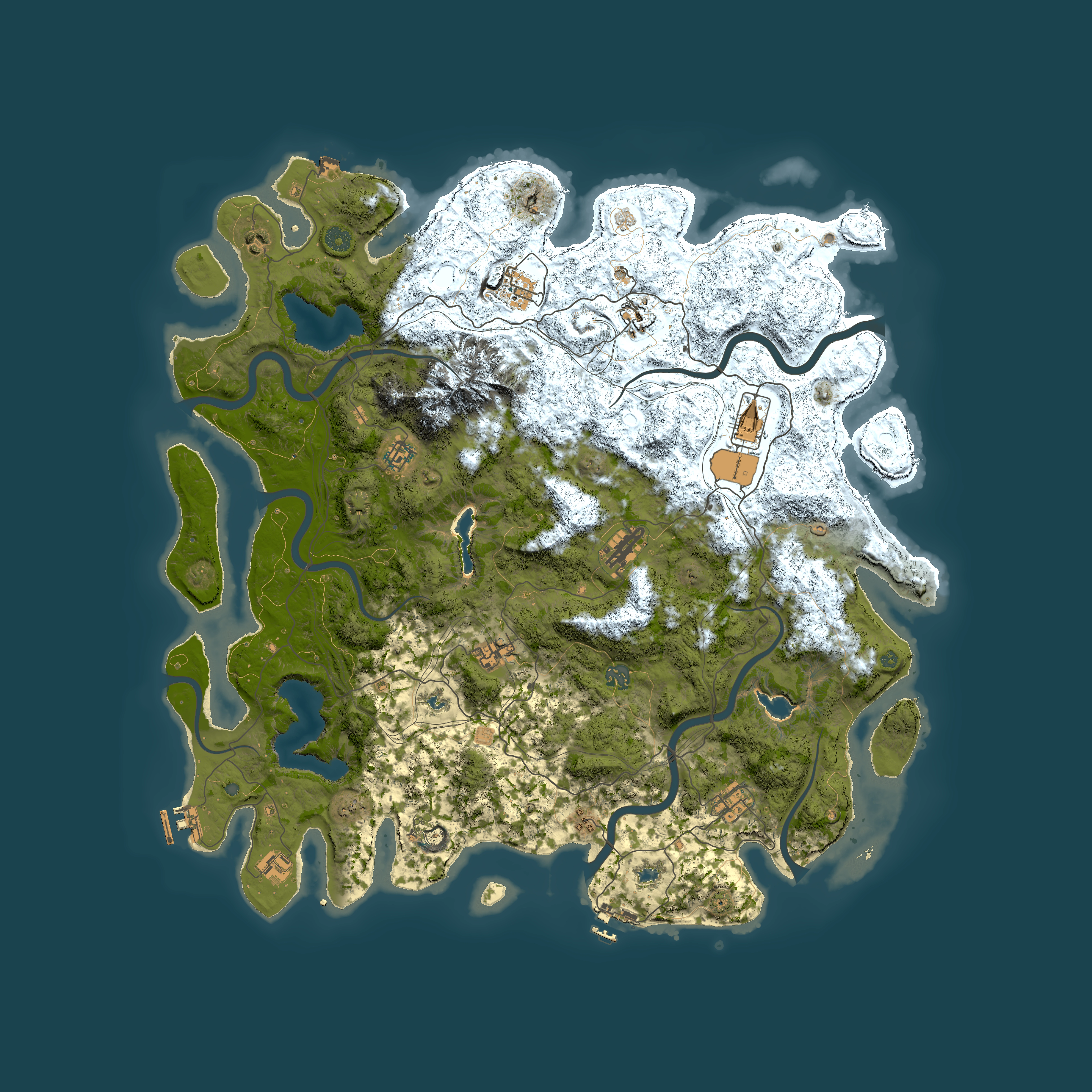 Full top-down render of Rust map seed 1225107486, 5000x5000m