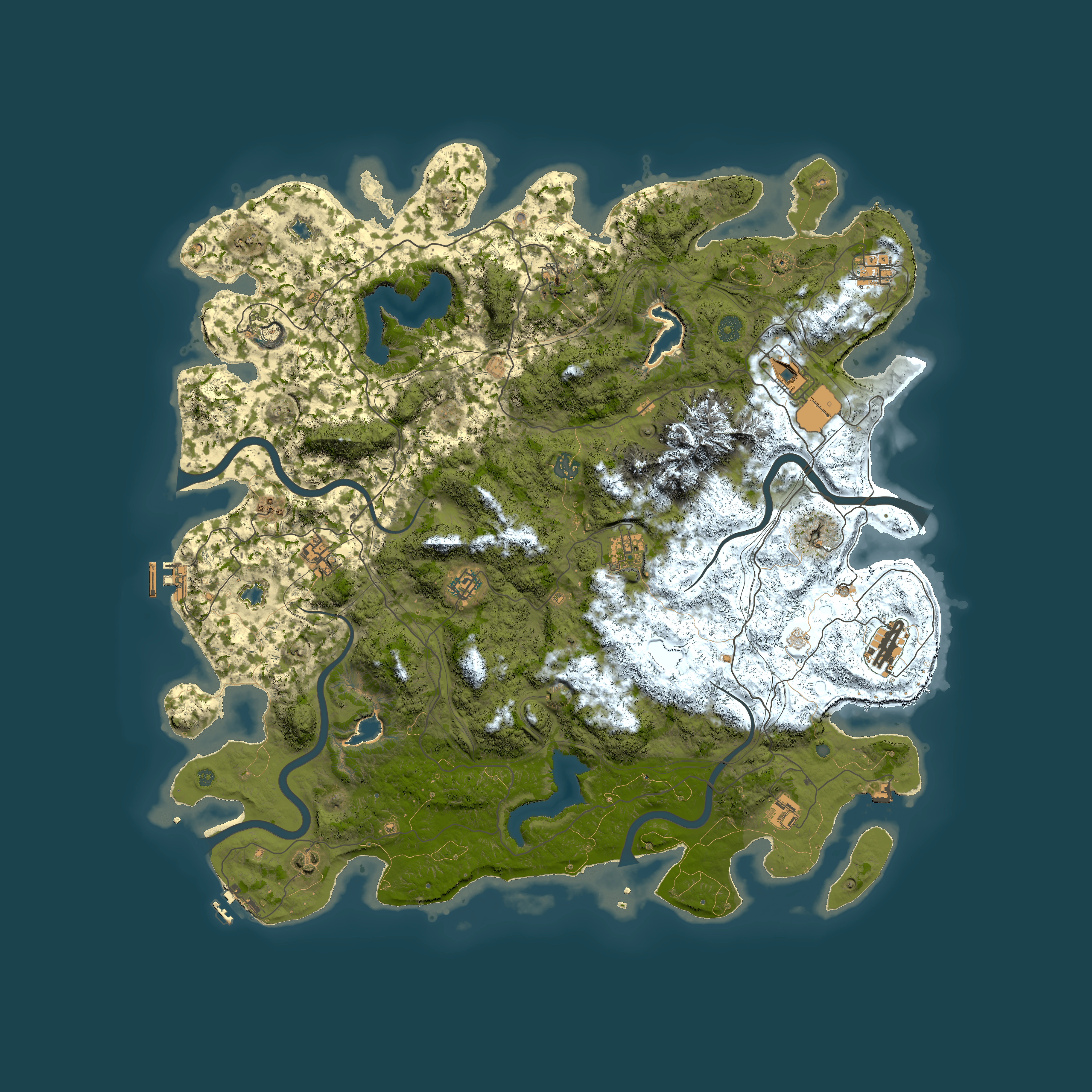 Full top-down render of Rust map seed 1984313588, 5000x5000m
