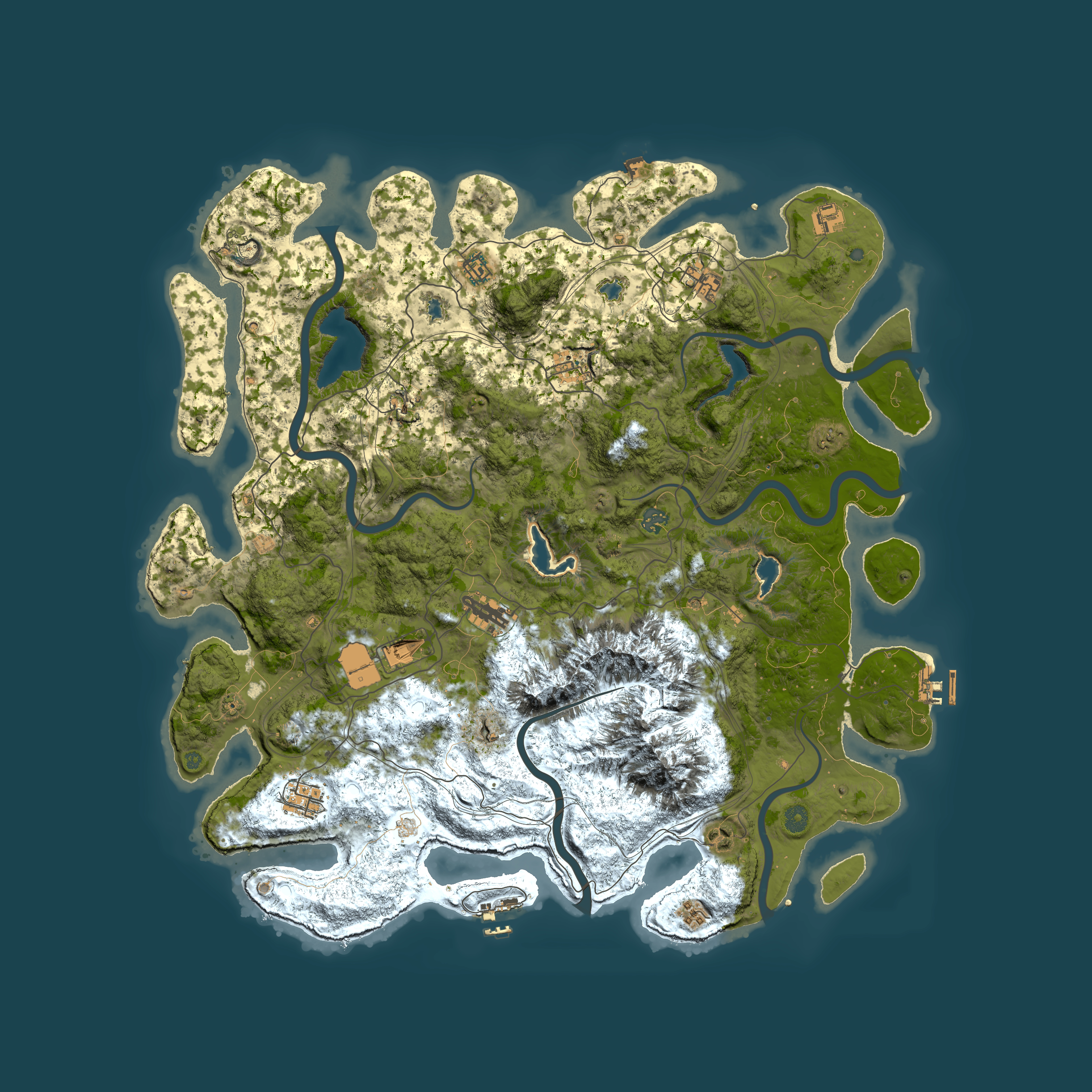 Full top-down render of Rust map seed 718232132, 5000x5000m