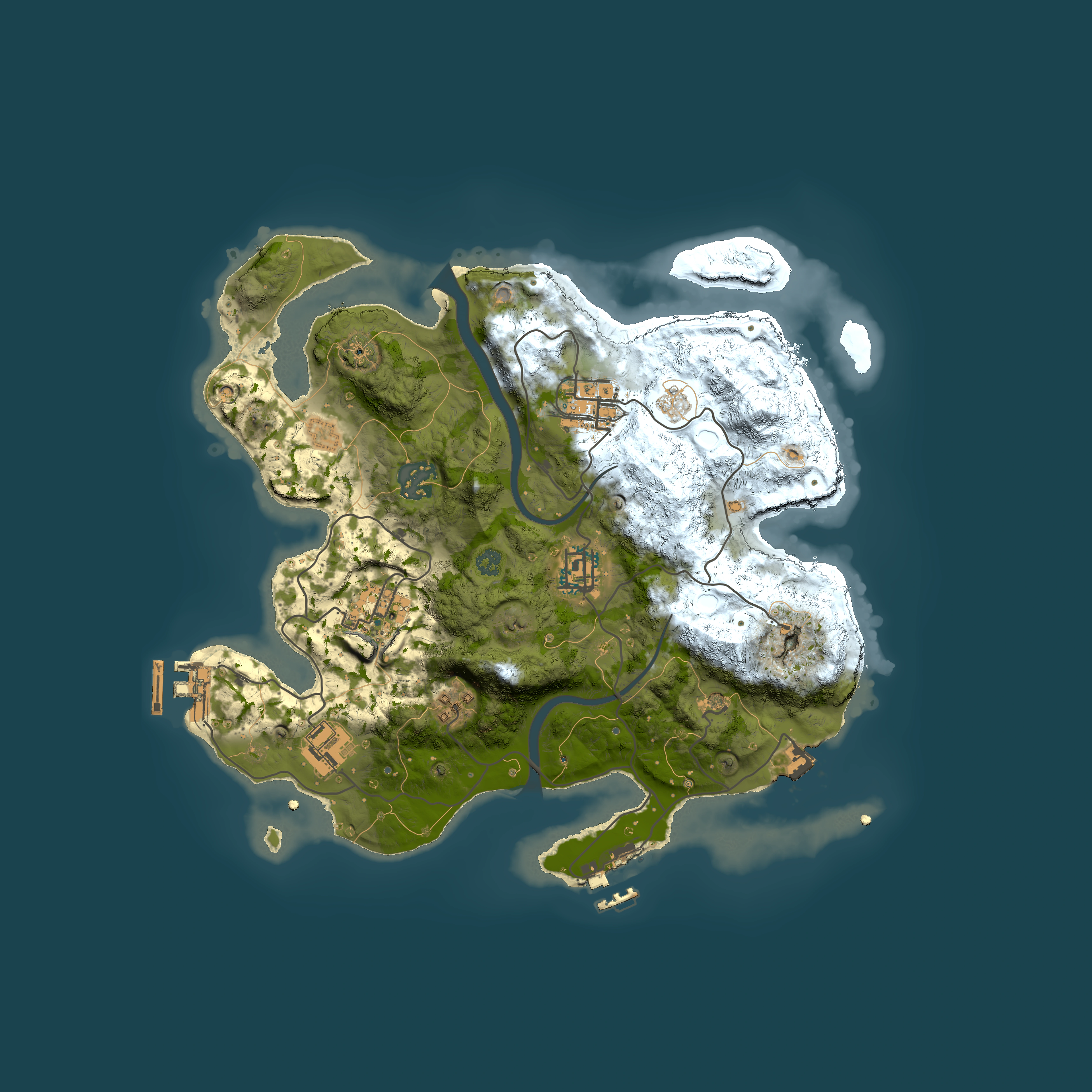 Full top-down render of Rust map seed 1304952387, 3000x3000m