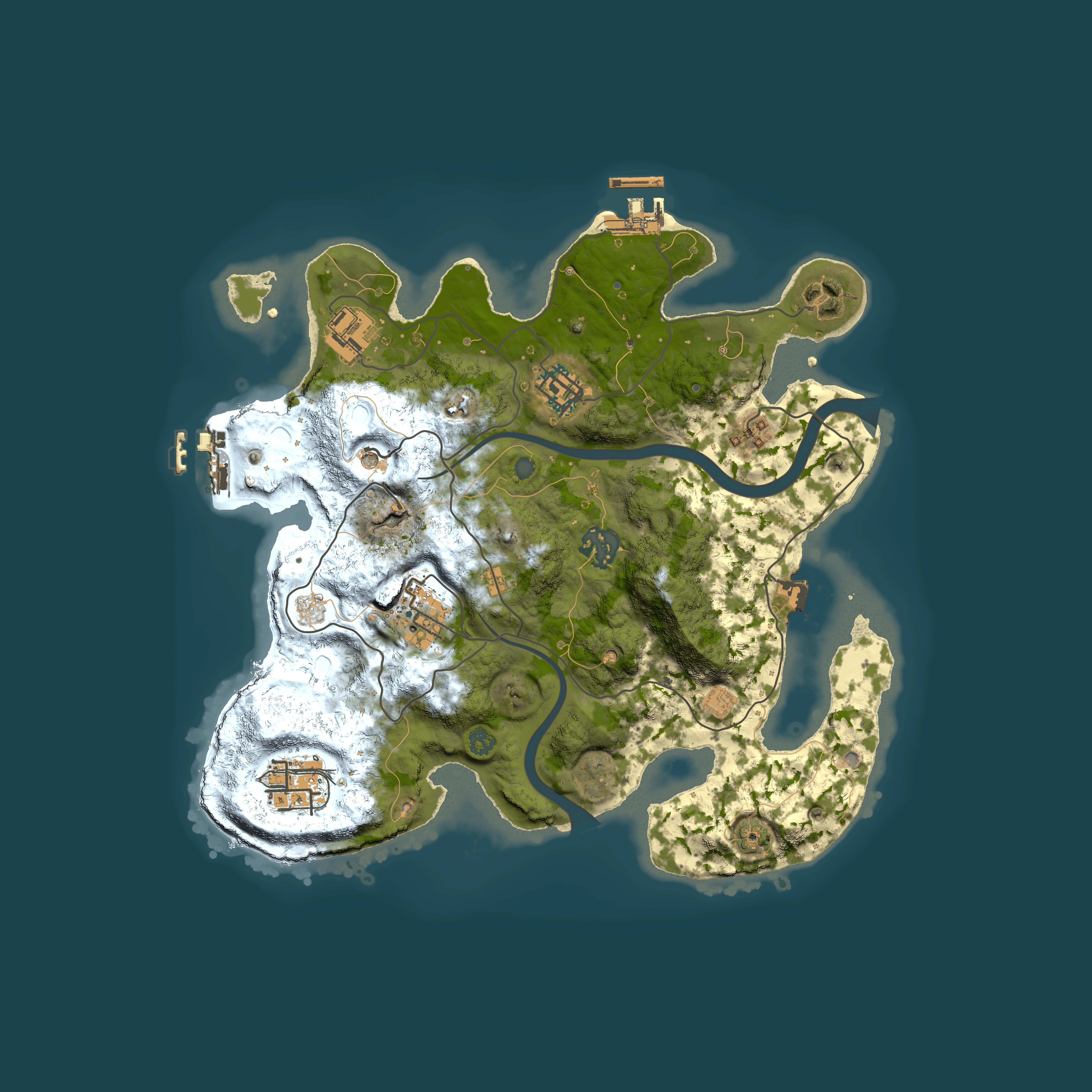 Full top-down render of Rust map seed 1110963194, 3000x3000m