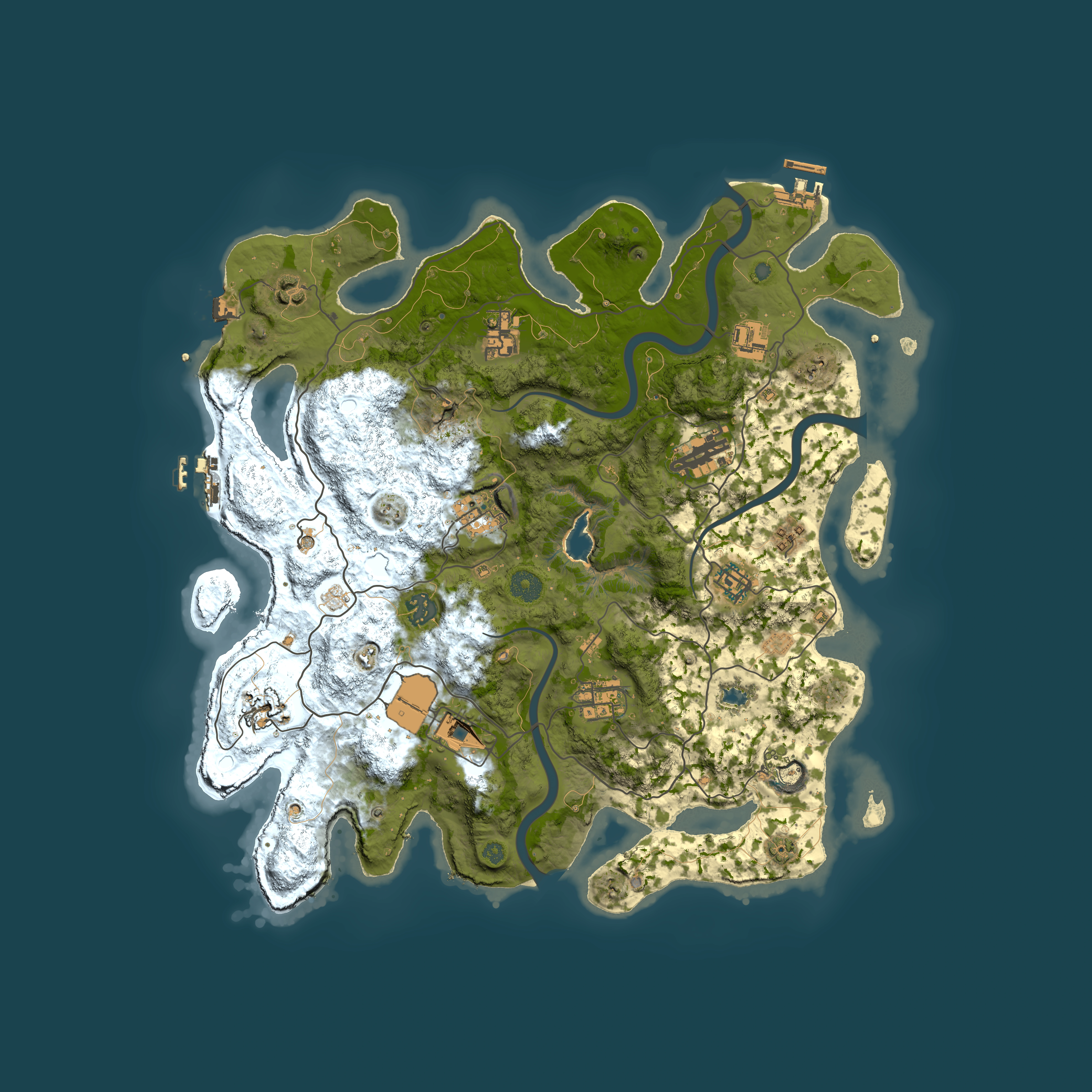 Full top-down render of Rust map seed 16686552, 4000x4000m