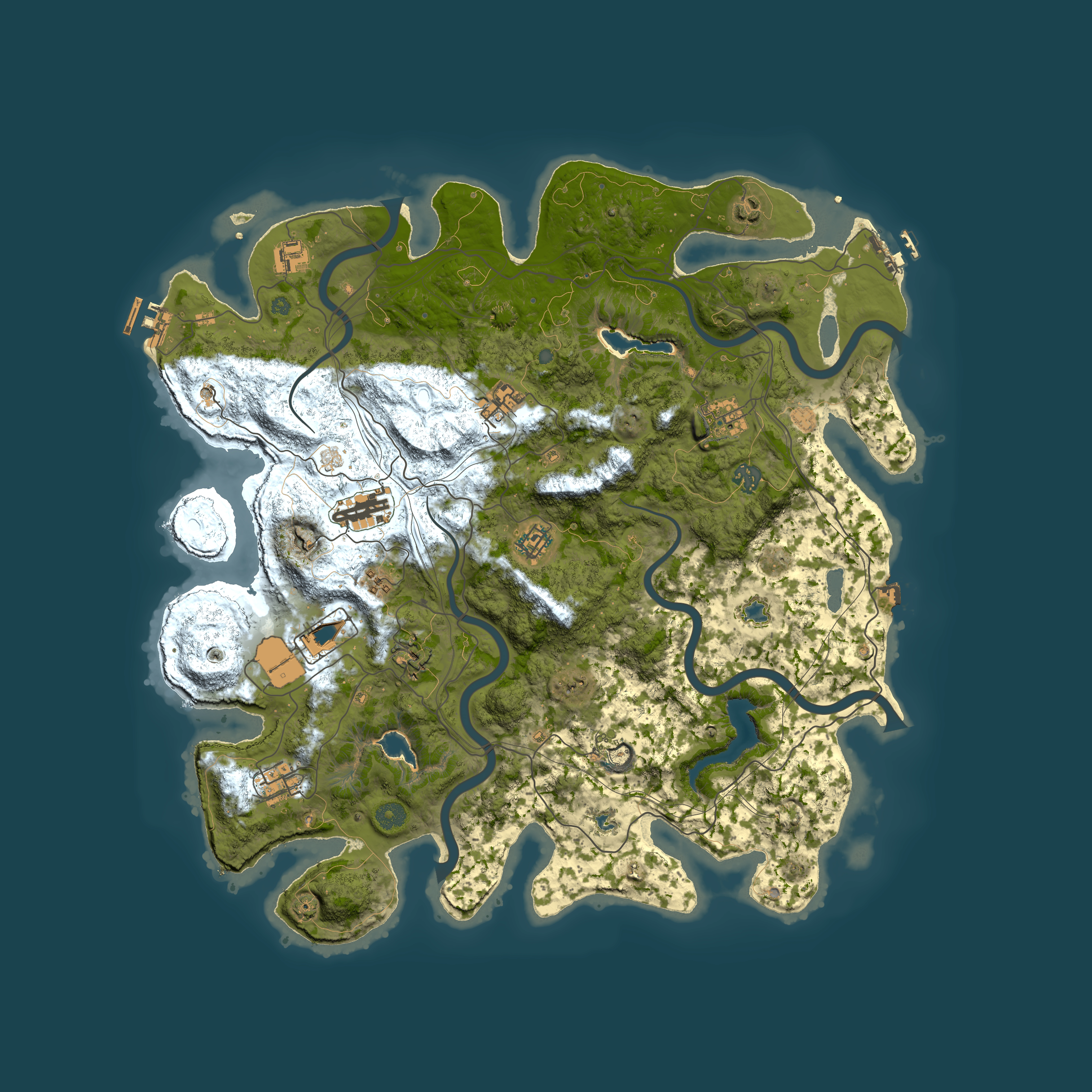 Full top-down render of Rust map seed 953501439, 4500x4500m