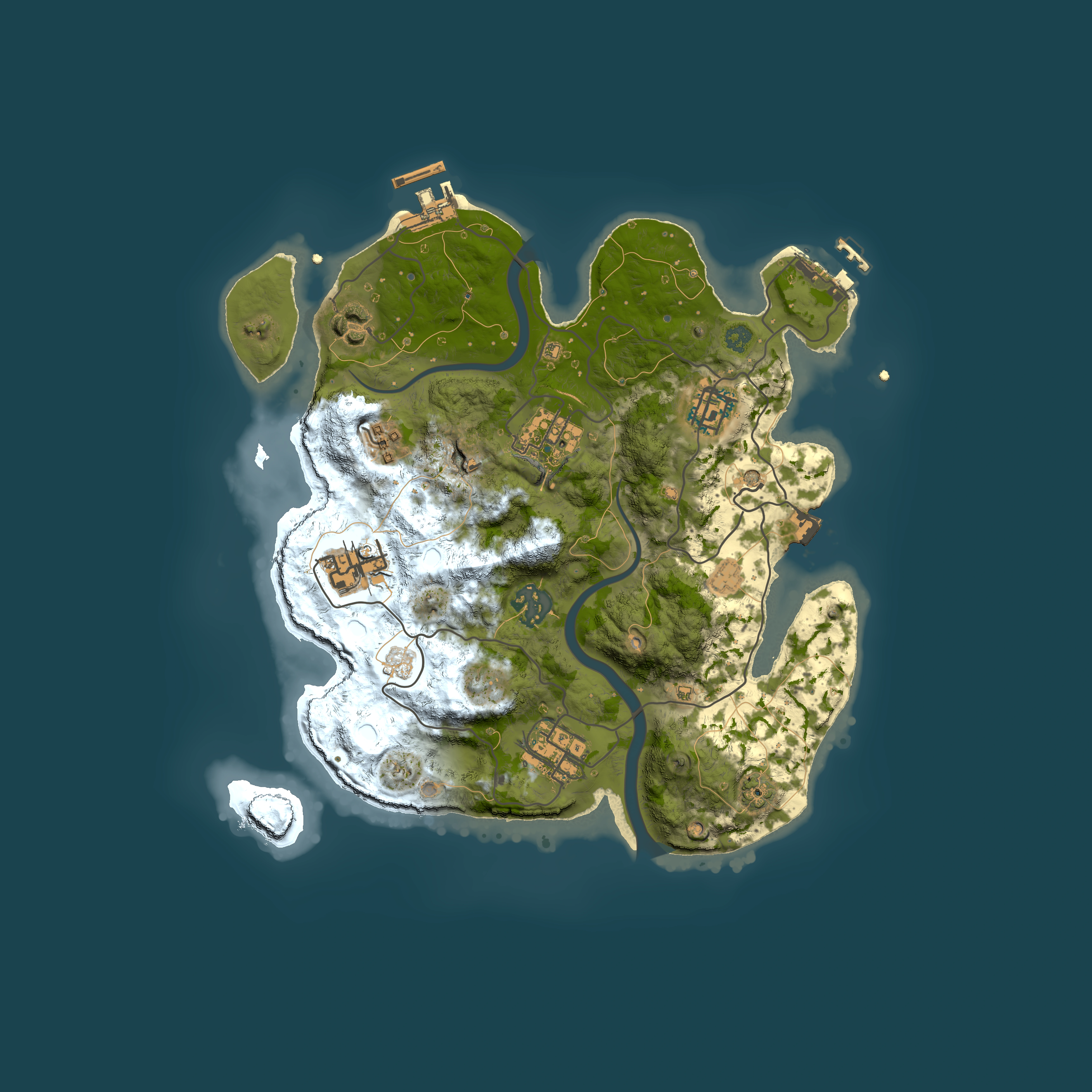 Full top-down render of Rust map seed 235062373, 3000x3000m