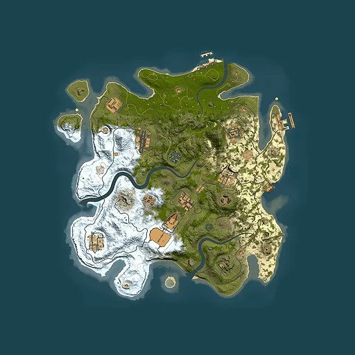 Rust map seed 1495201093, 3500x3500m top-down preview