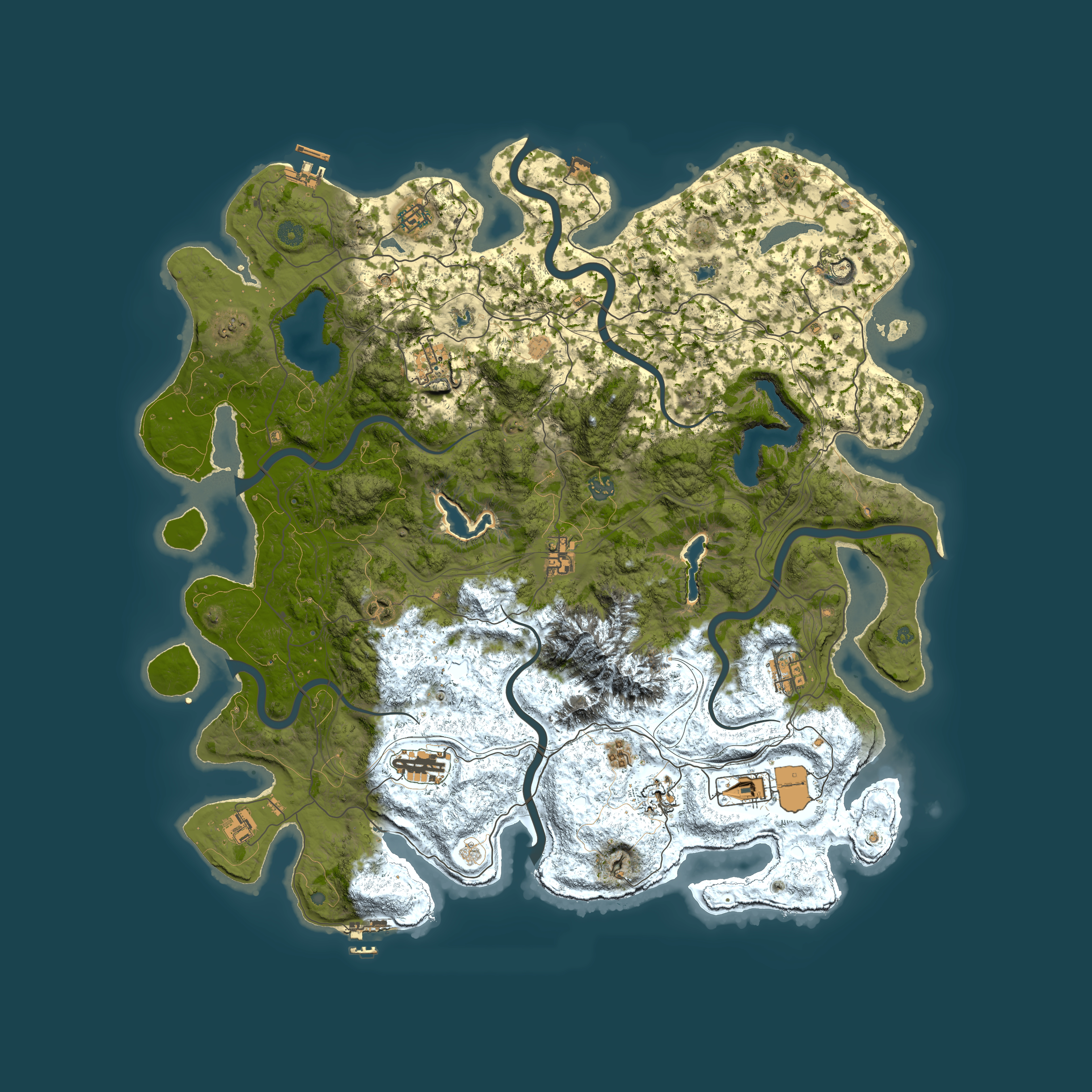Full top-down render of Rust map seed 1539311486, 5000x5000m