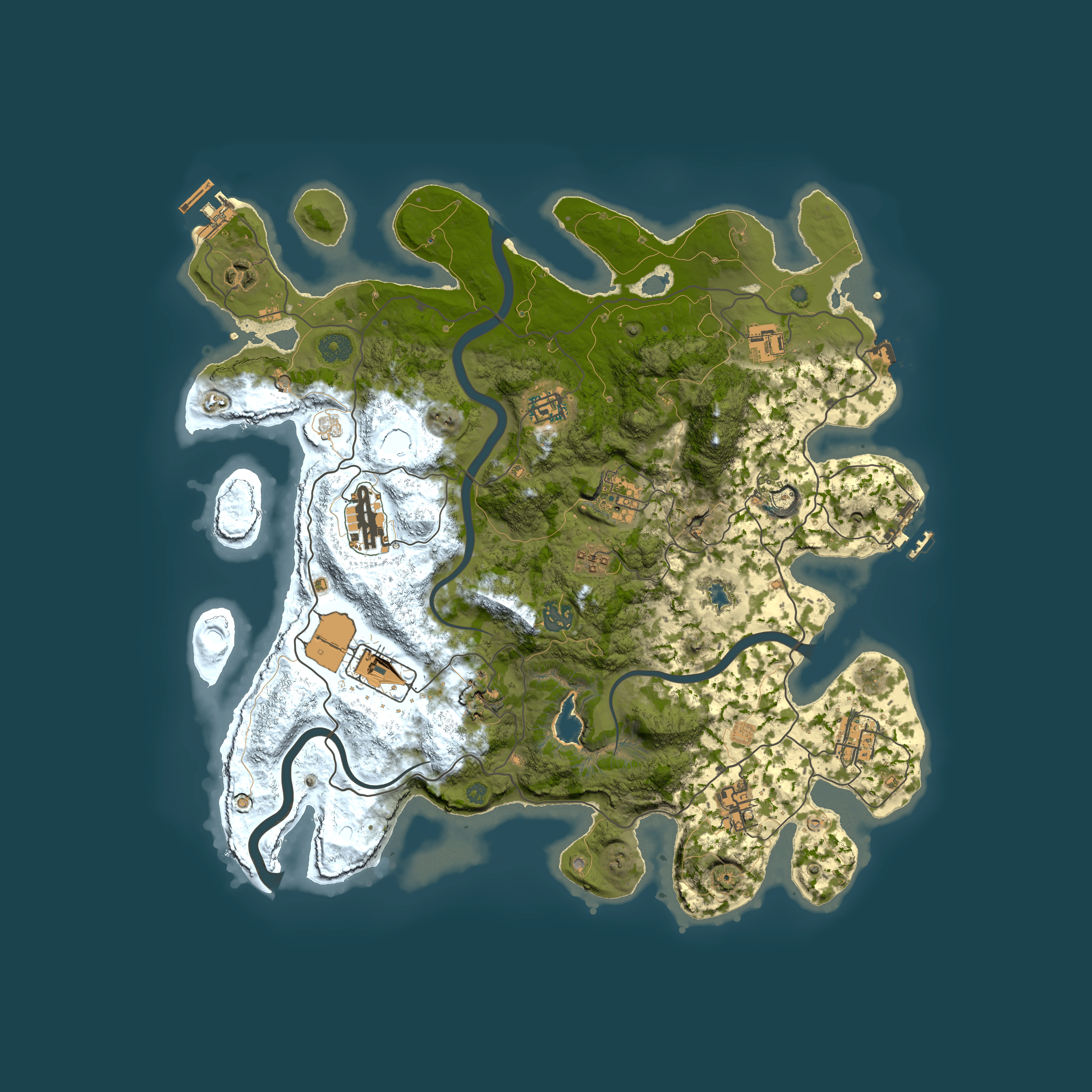 Full top-down render of Rust map seed 1997626045, 4000x4000m