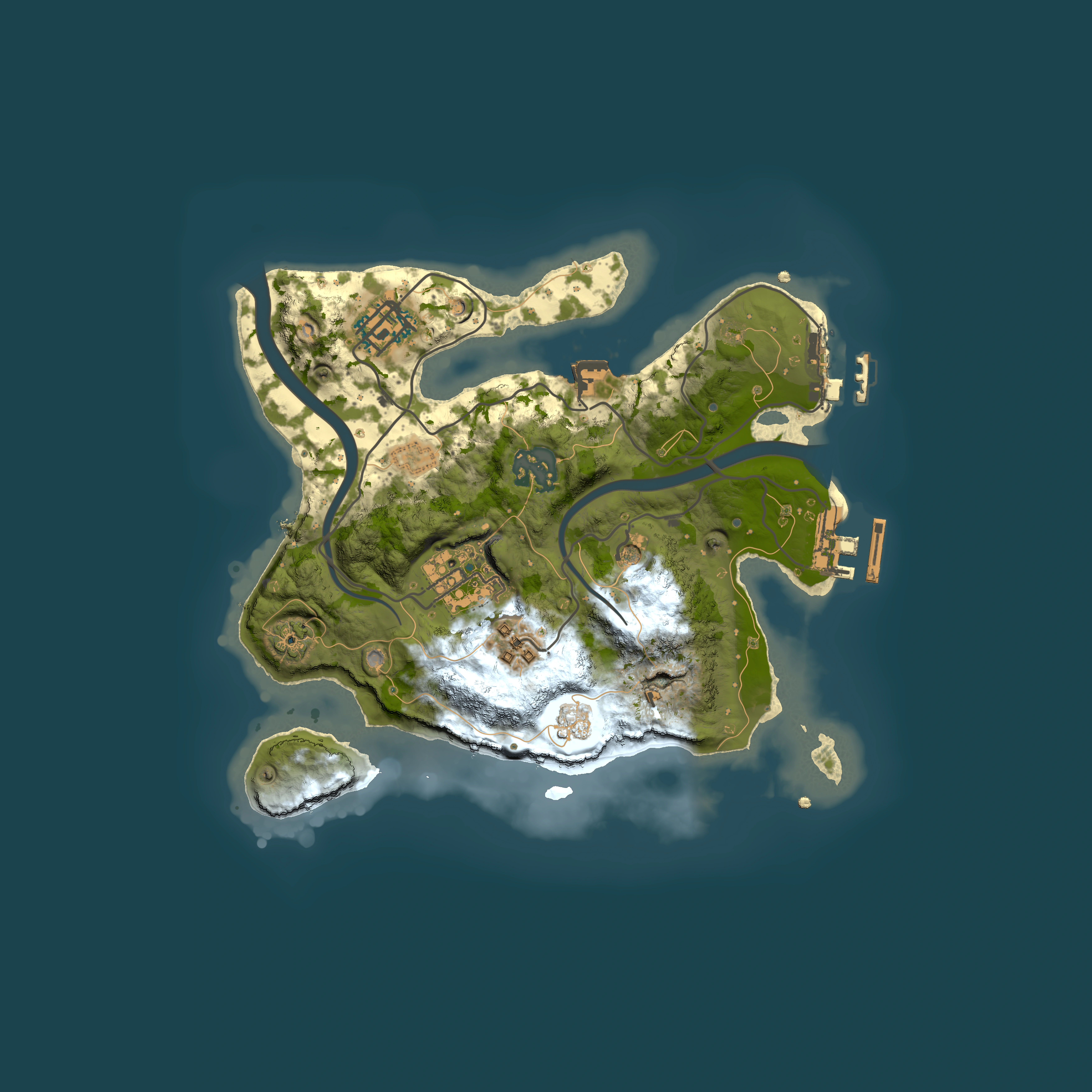 Full top-down render of Rust map seed 1381301366, 2500x2500m
