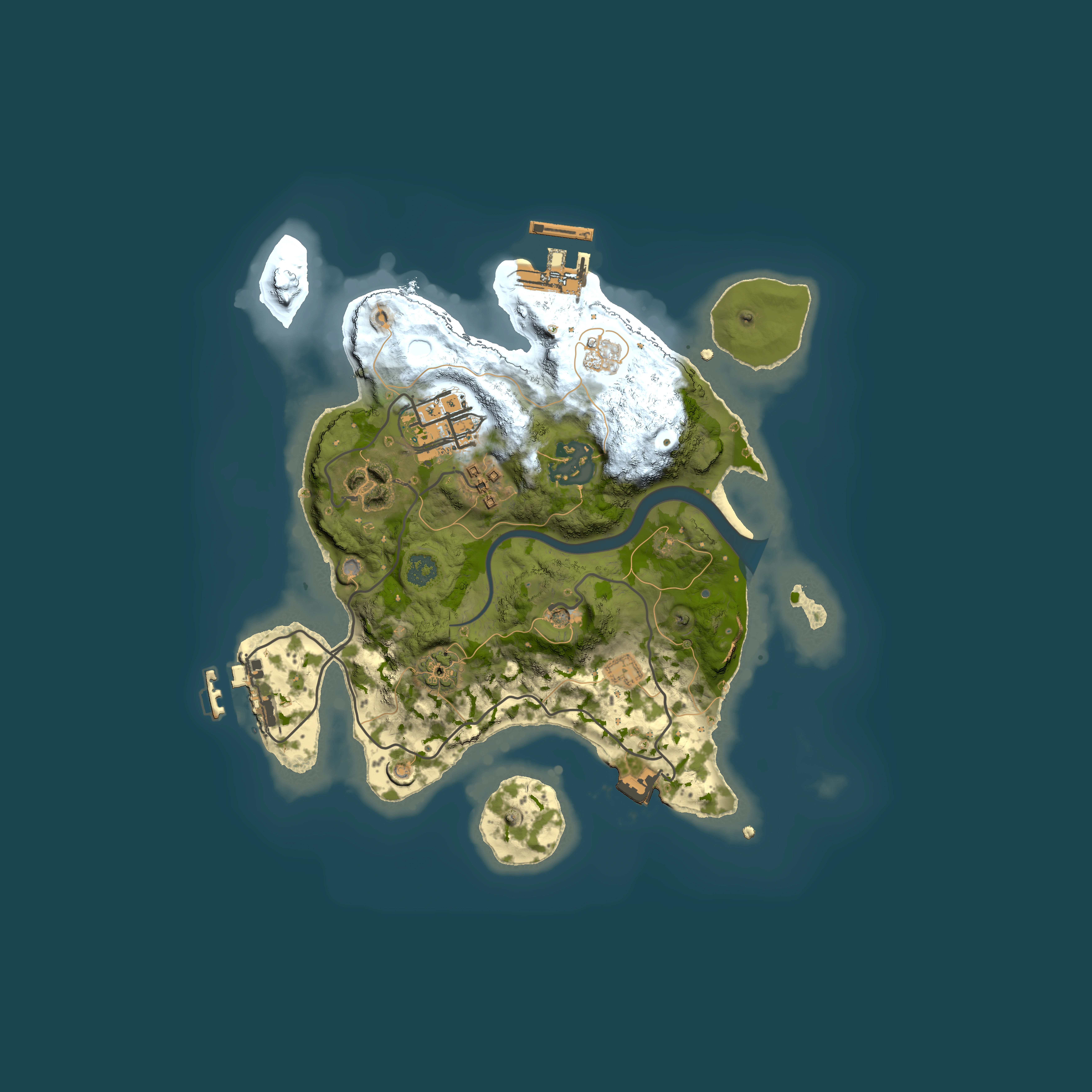 Full top-down render of Rust map seed 1076692594, 2500x2500m