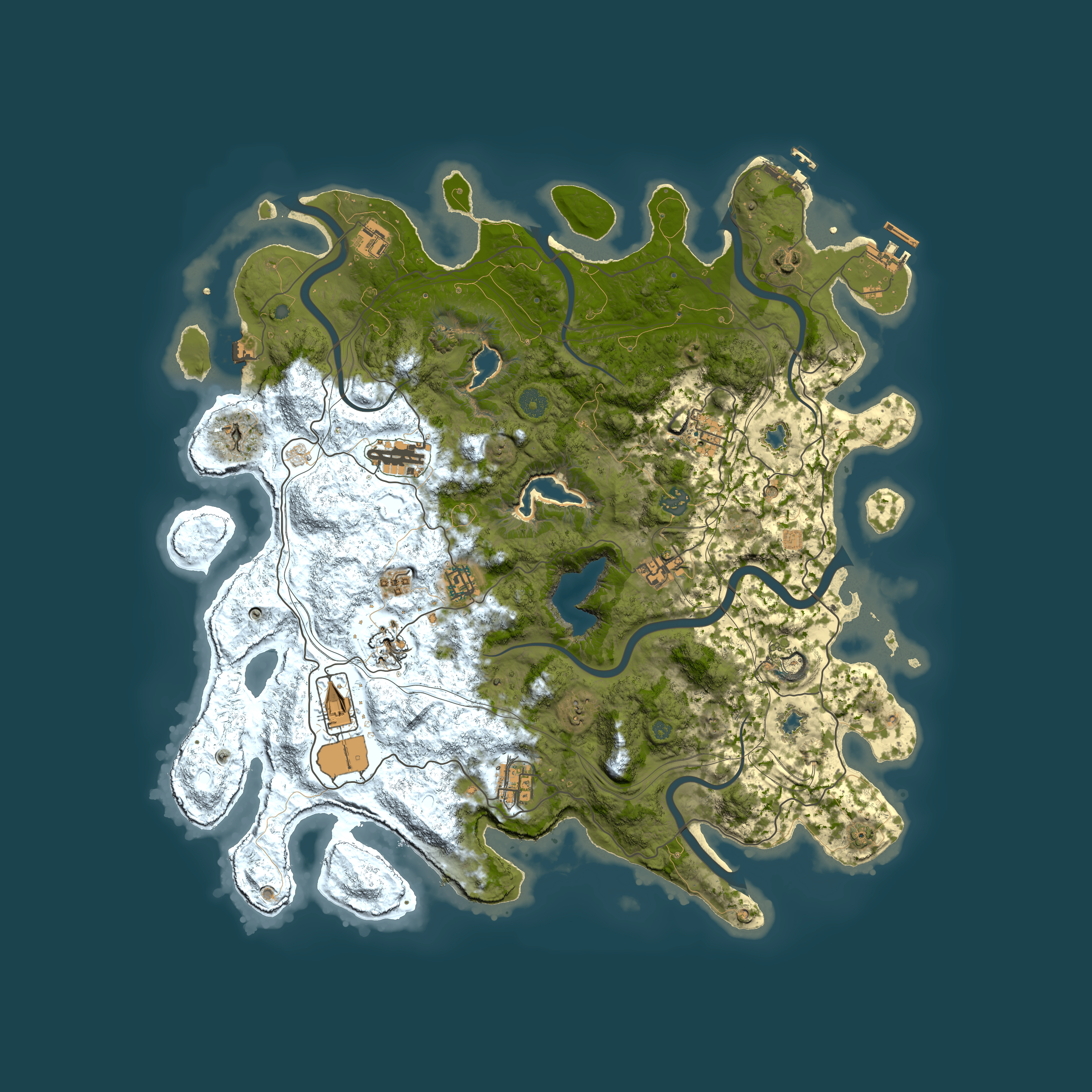 Full top-down render of Rust map seed 1607282662, 4500x4500m