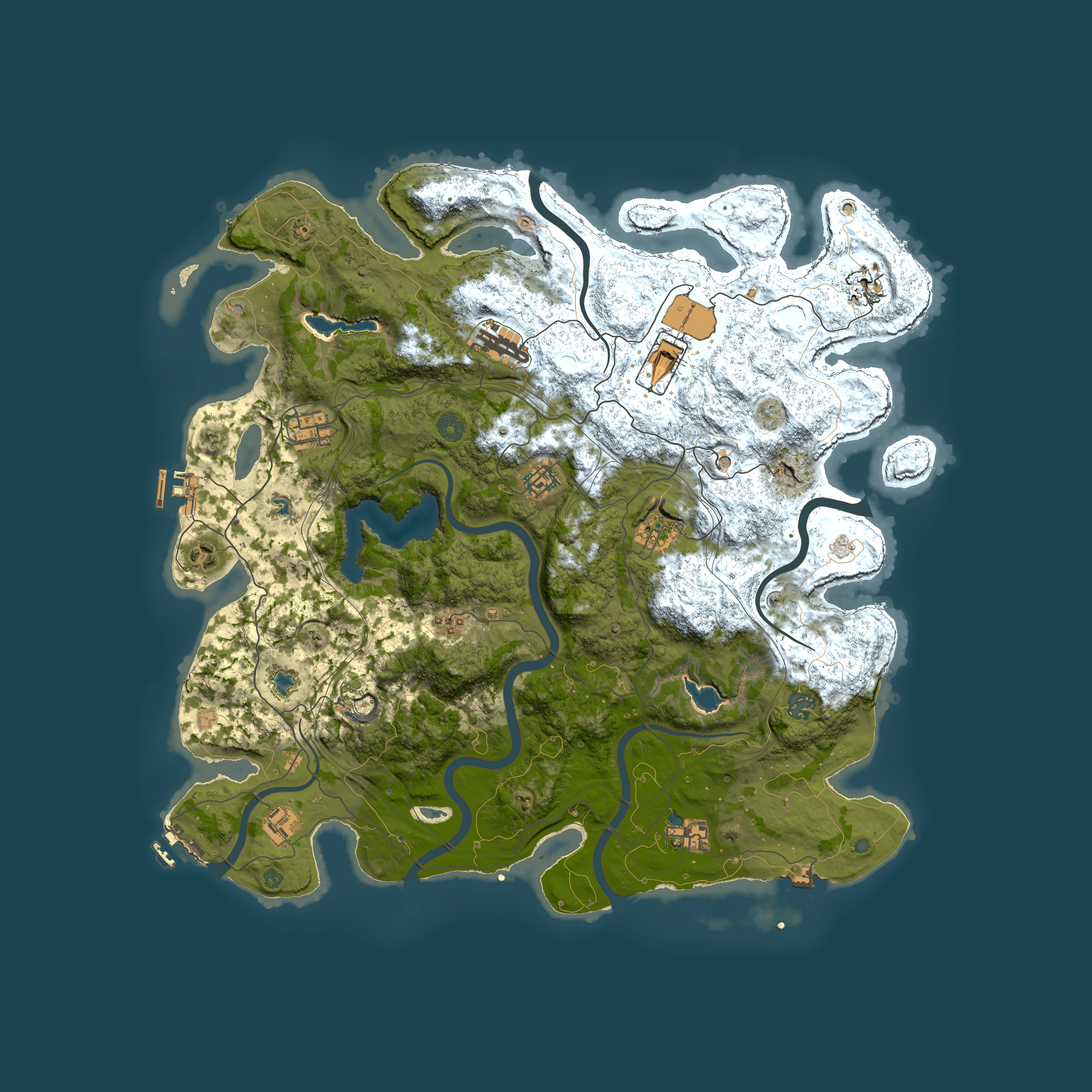 Full top-down render of Rust map seed 1233609310, 4500x4500m