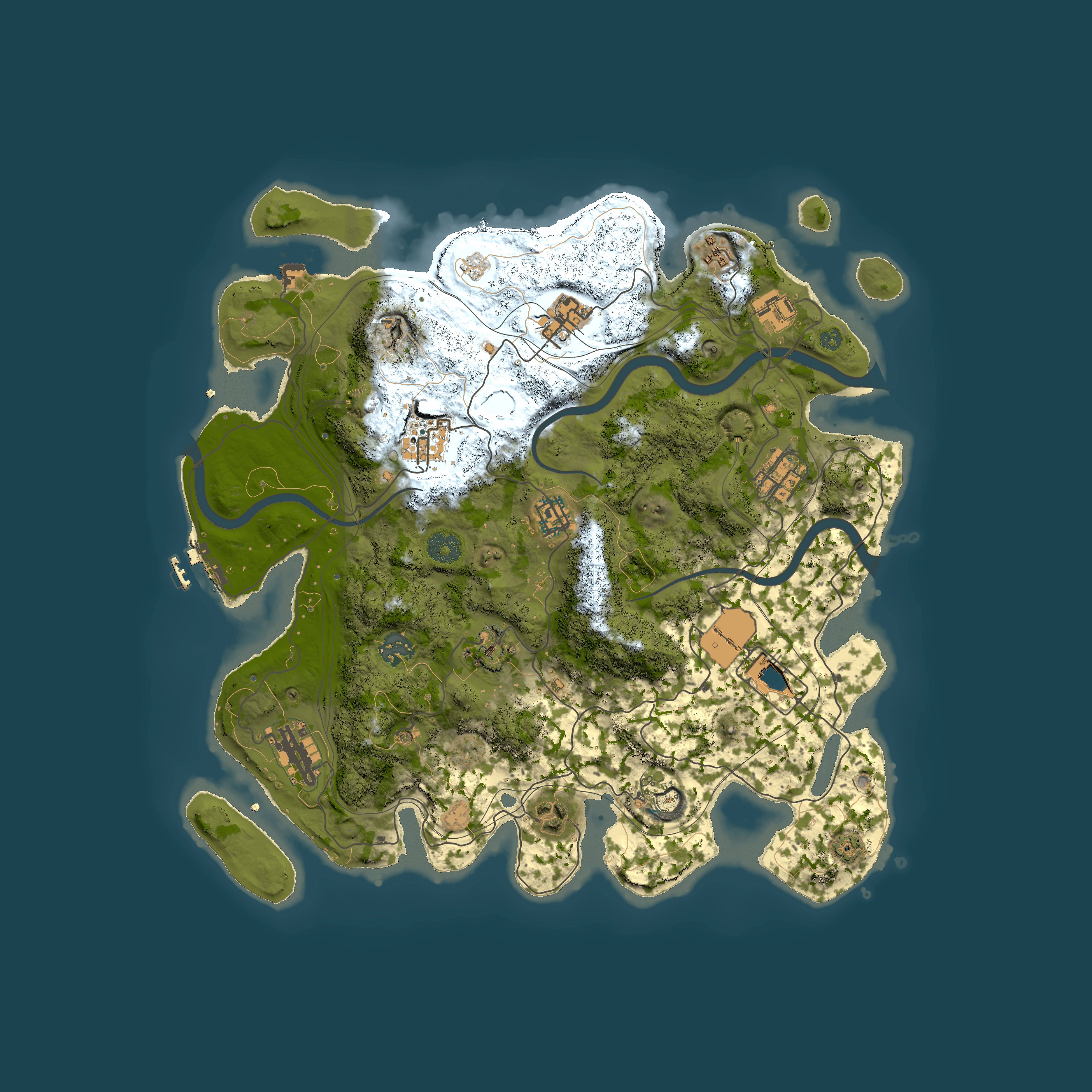 Full top-down render of Rust map seed 1337, 3800x3800m