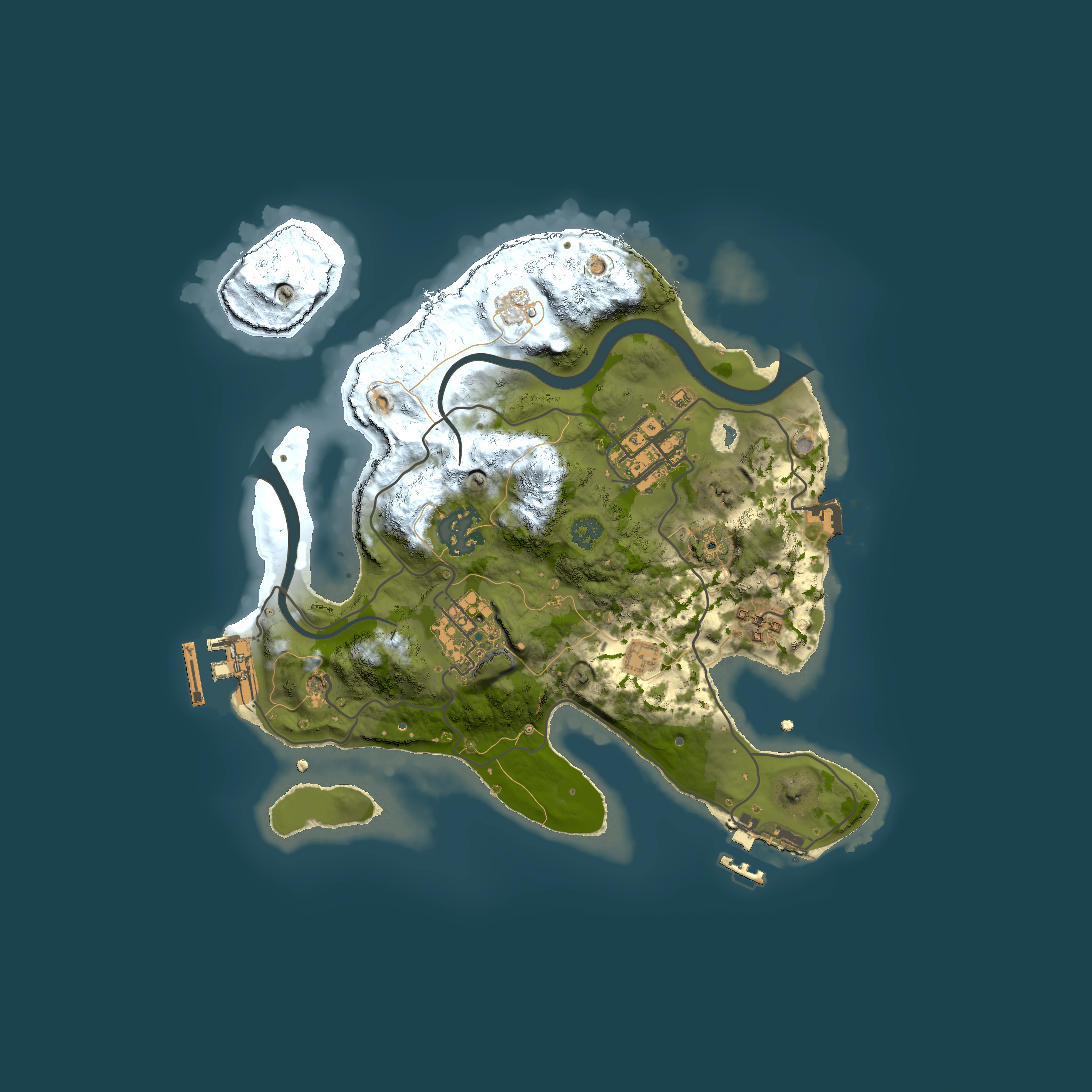 Full top-down render of Rust map seed 200527109, 2500x2500m