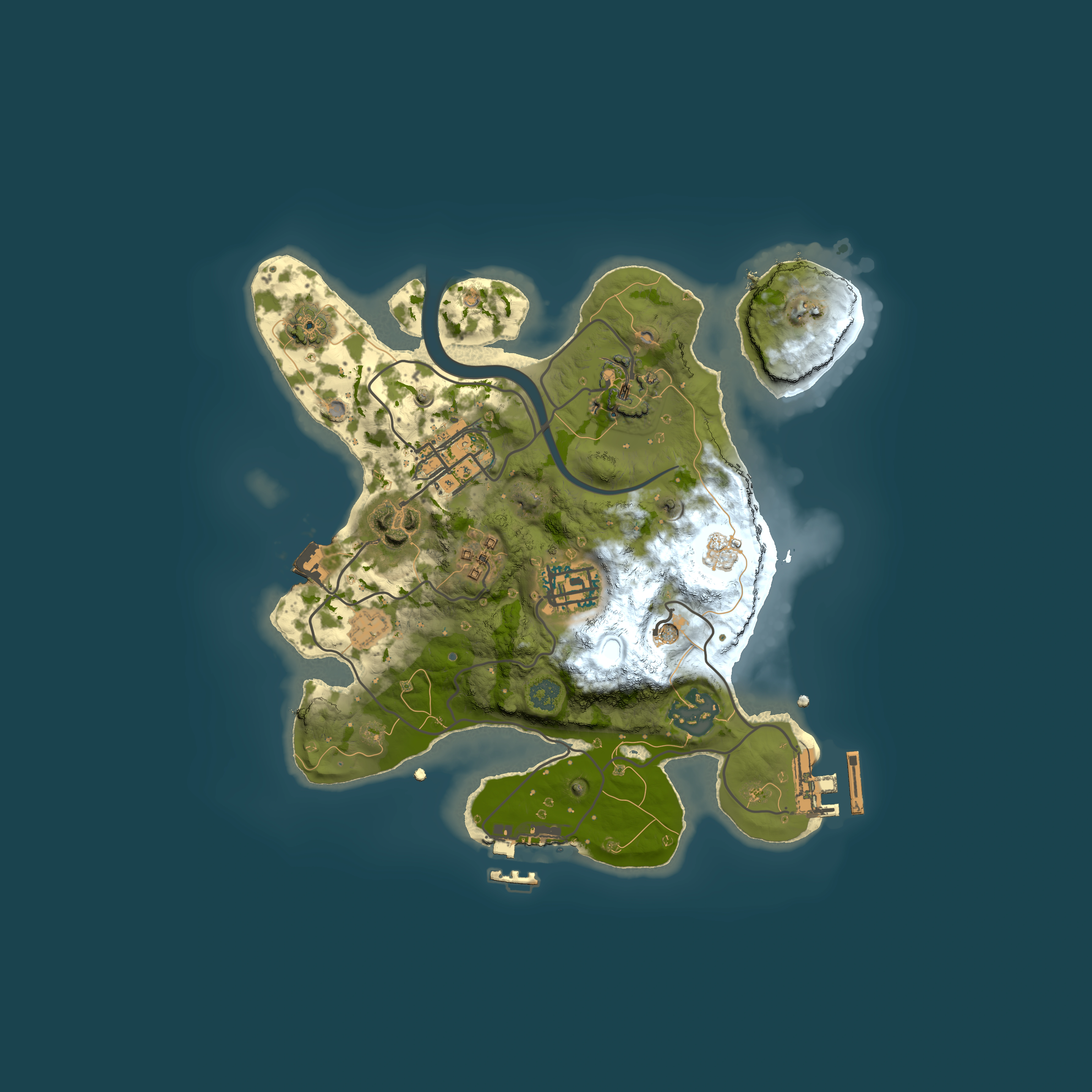 Full top-down render of Rust map seed 390091323, 2500x2500m