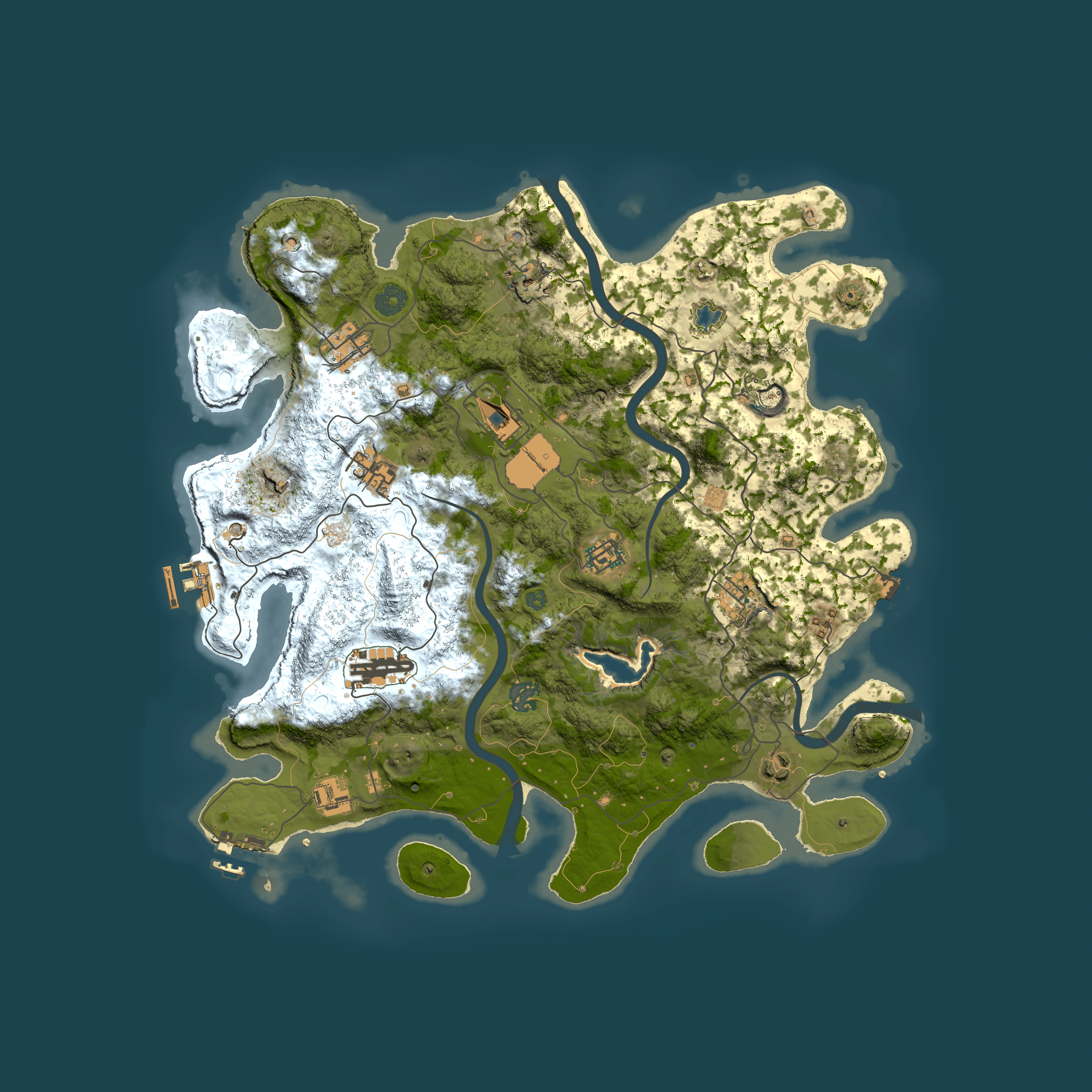 Full top-down render of Rust map seed 1595156768, 4000x4000m
