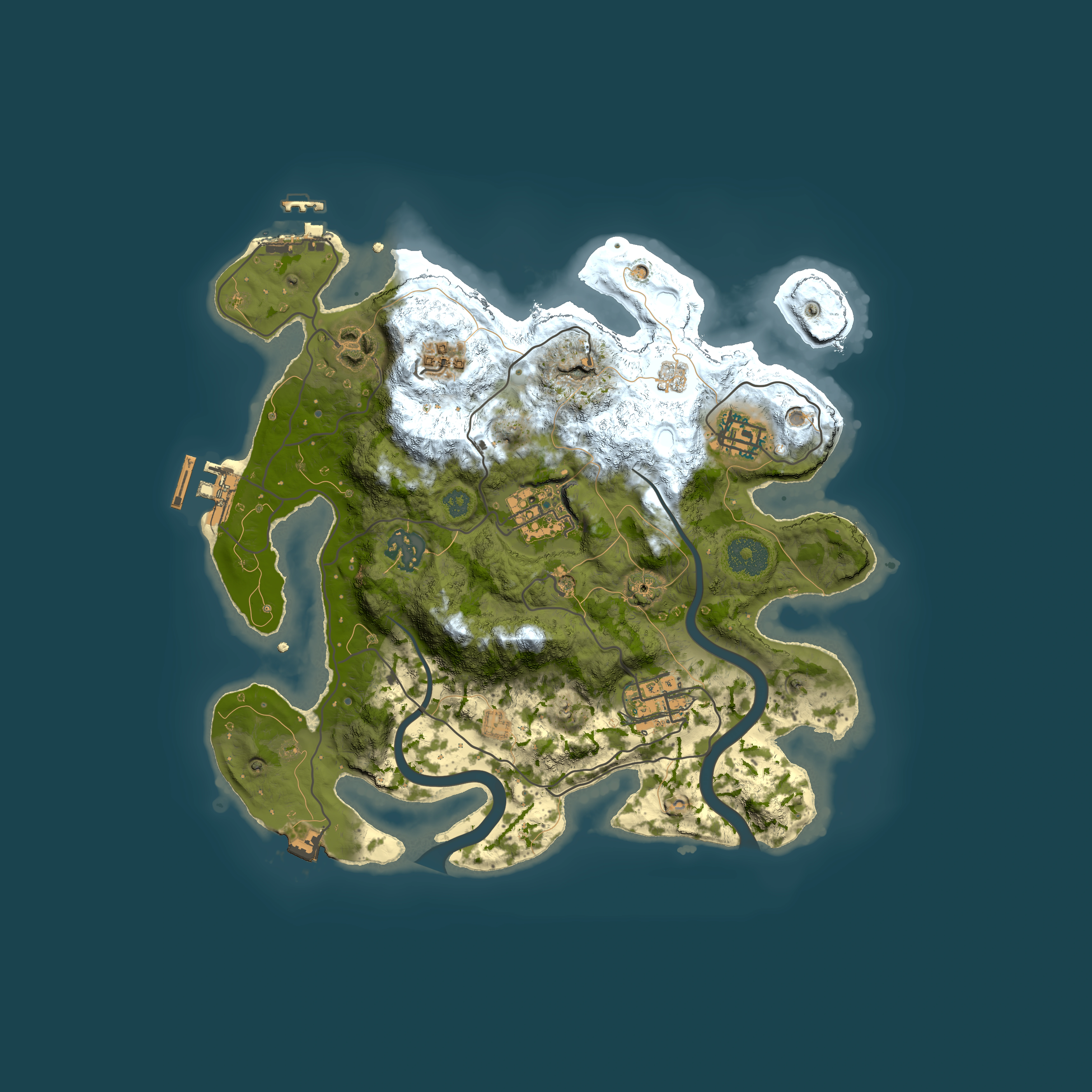 Full top-down render of Rust map seed 1834109896, 3000x3000m