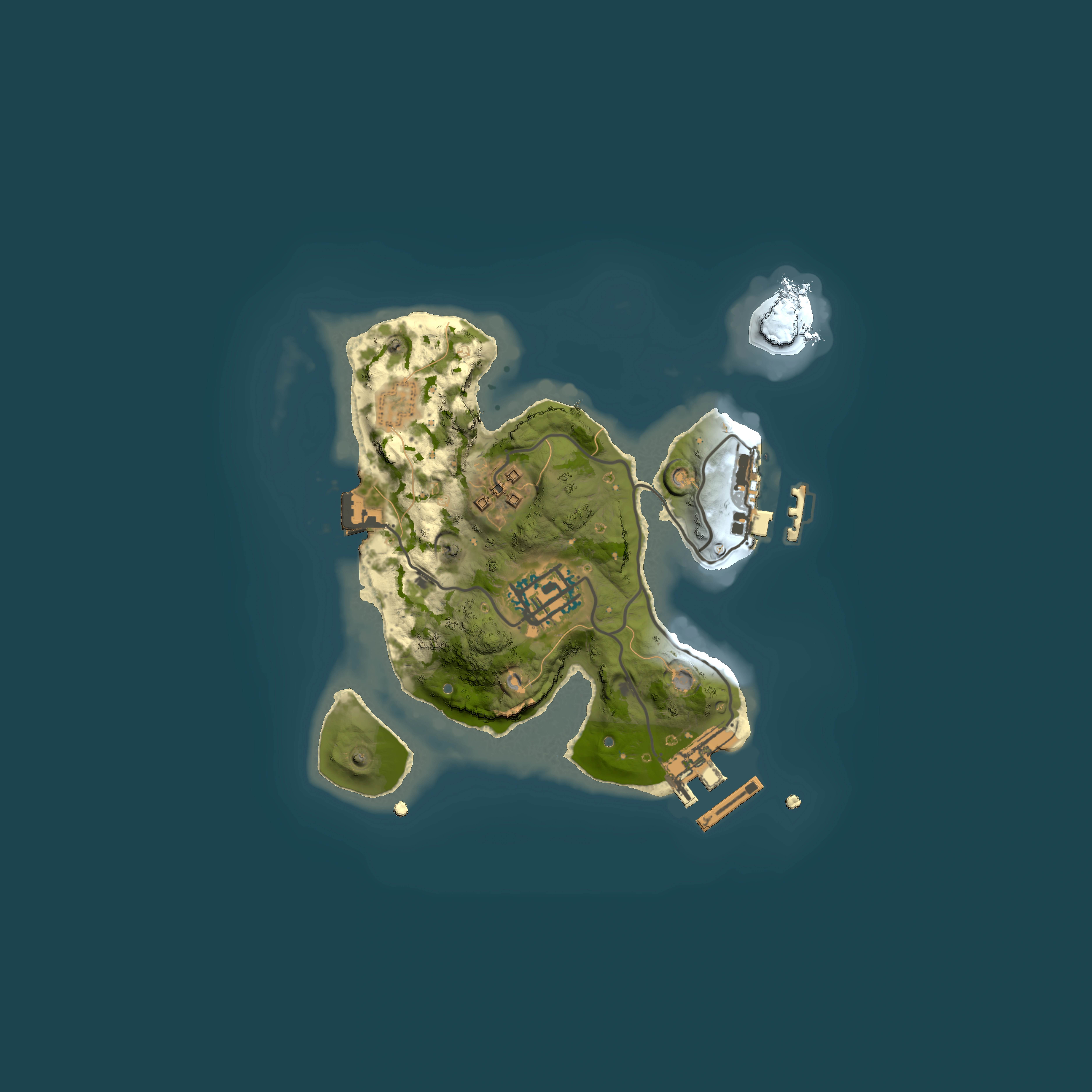 Full top-down render of Rust map seed 1447155400, 2000x2000m