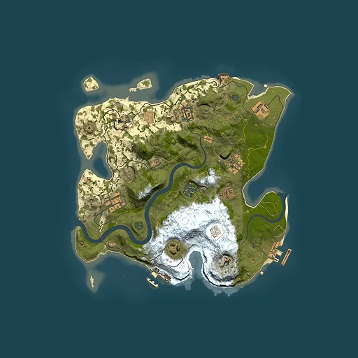 Rust map seed 7658091, 3000x3000m top-down preview