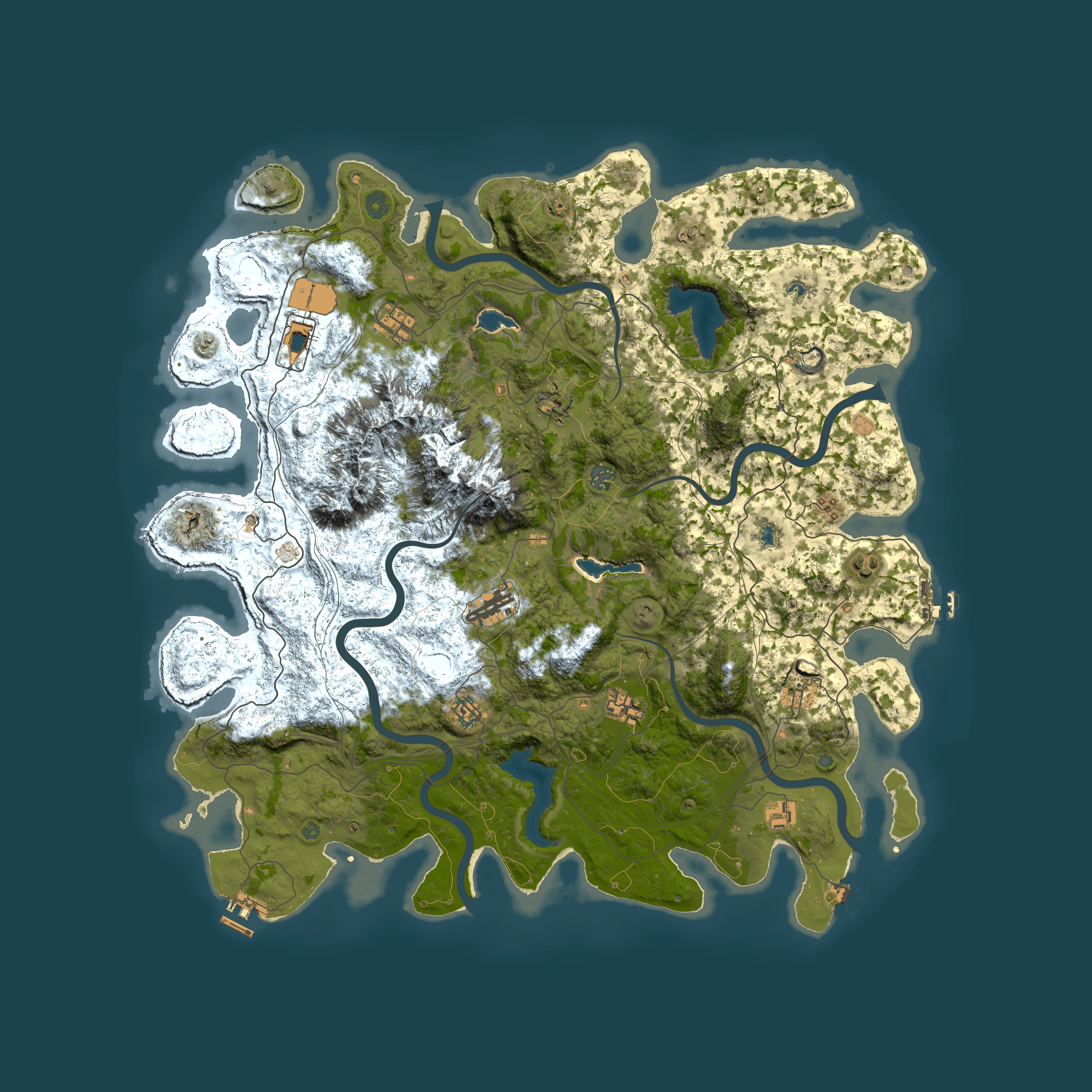 Full top-down render of Rust map seed 1956581519, 5000x5000m
