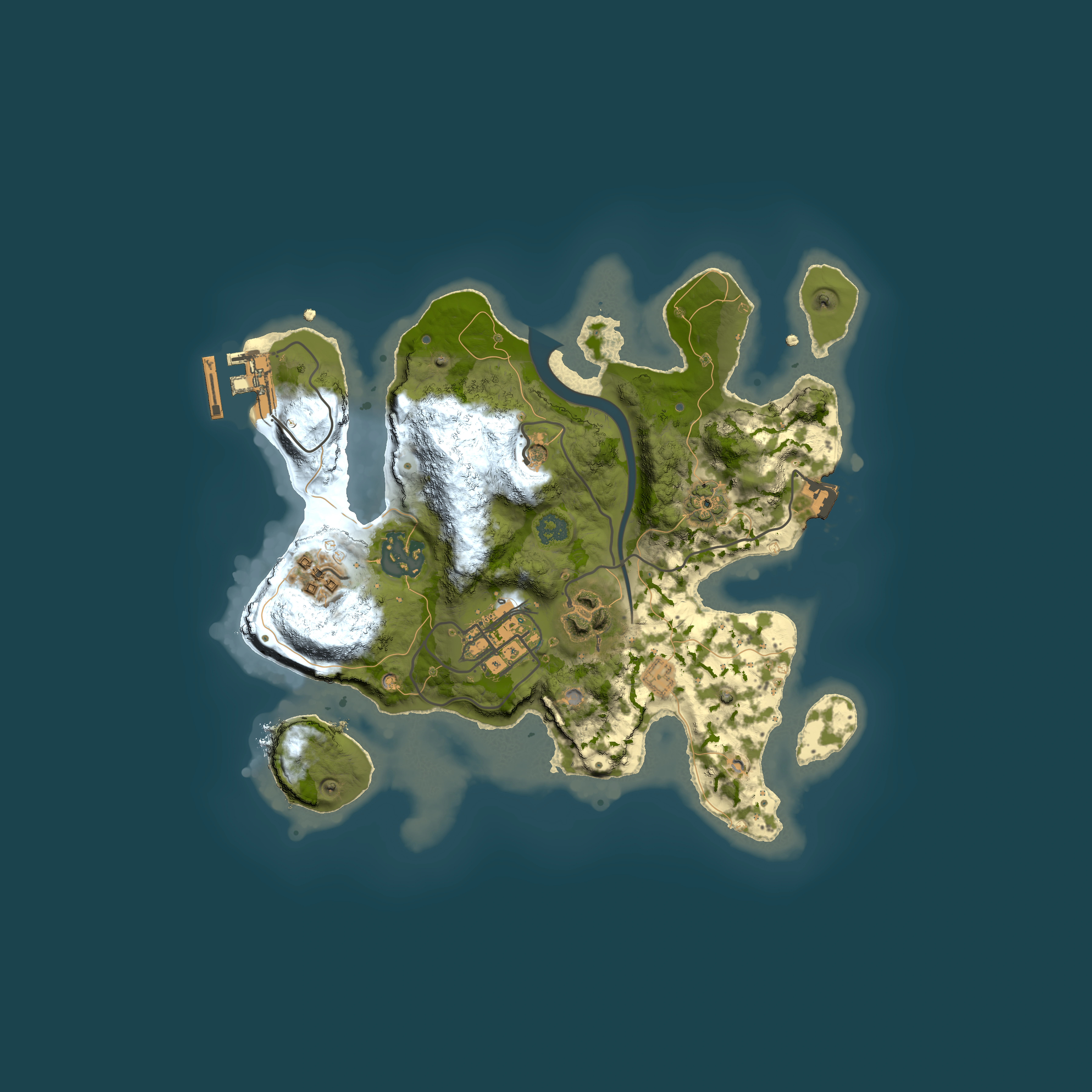 Full top-down render of Rust map seed 422409595, 2500x2500m