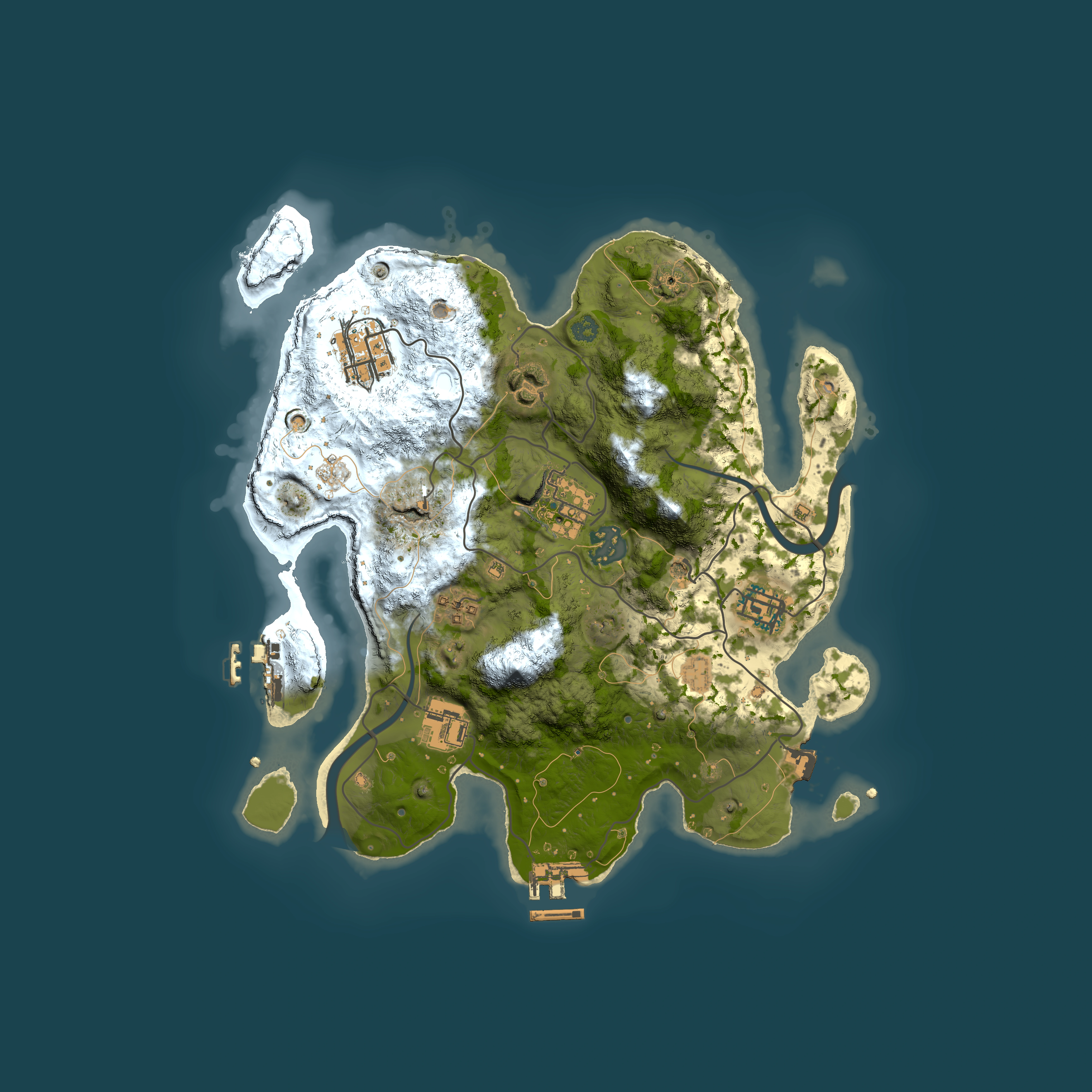 Full top-down render of Rust map seed 1977509763, 3000x3000m