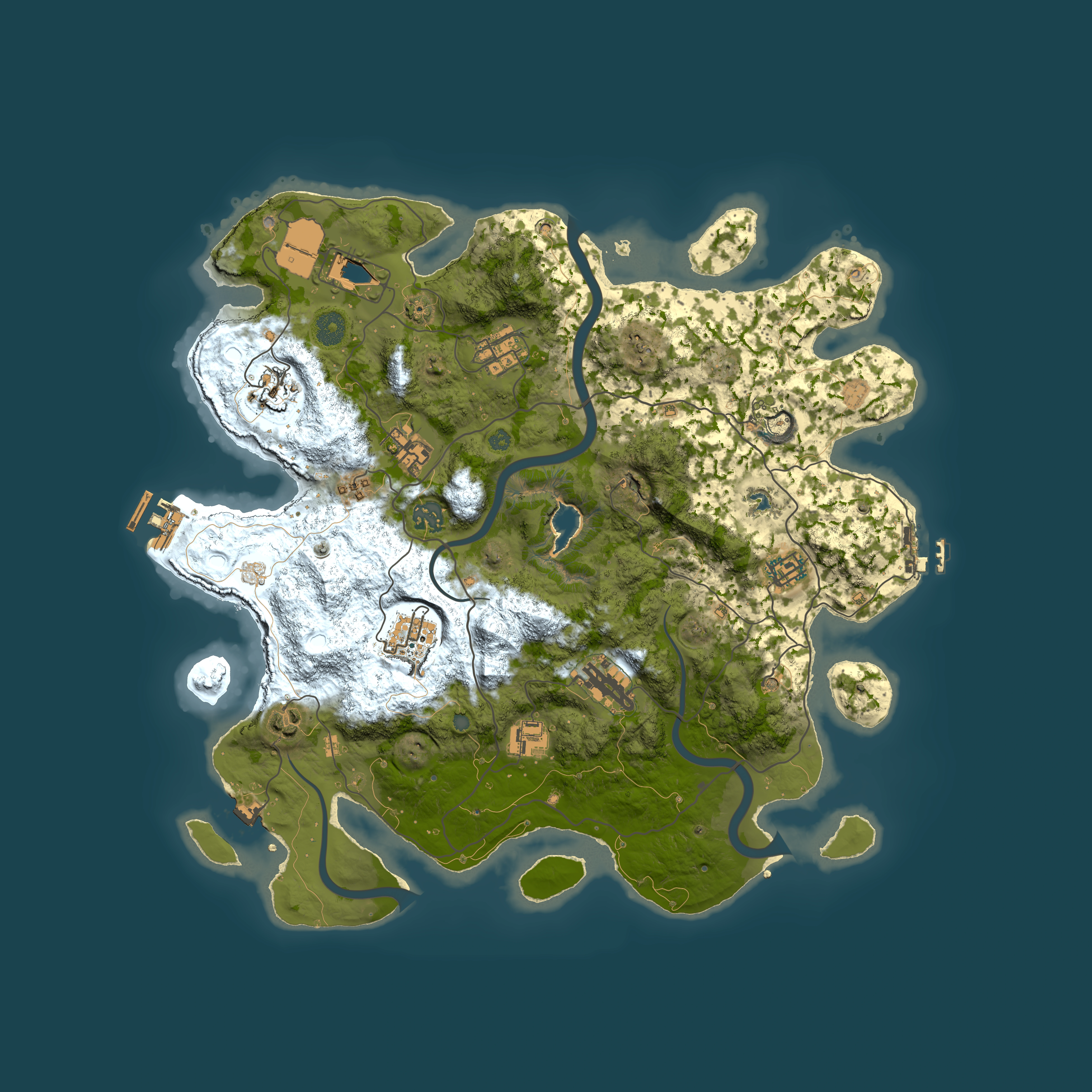 Full top-down render of Rust map seed 265729426, 4000x4000m