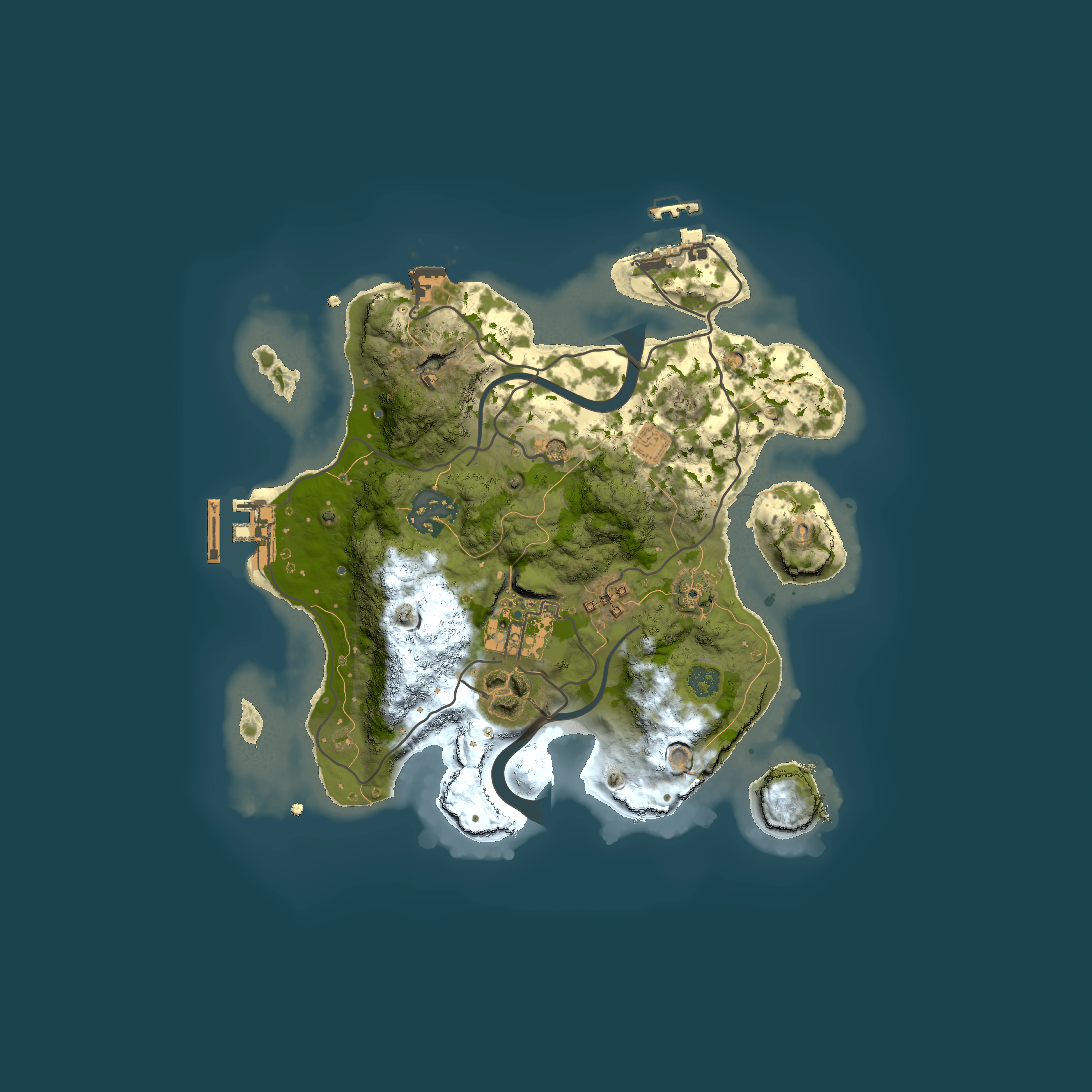 Full top-down render of Rust map seed 128228724, 2500x2500m