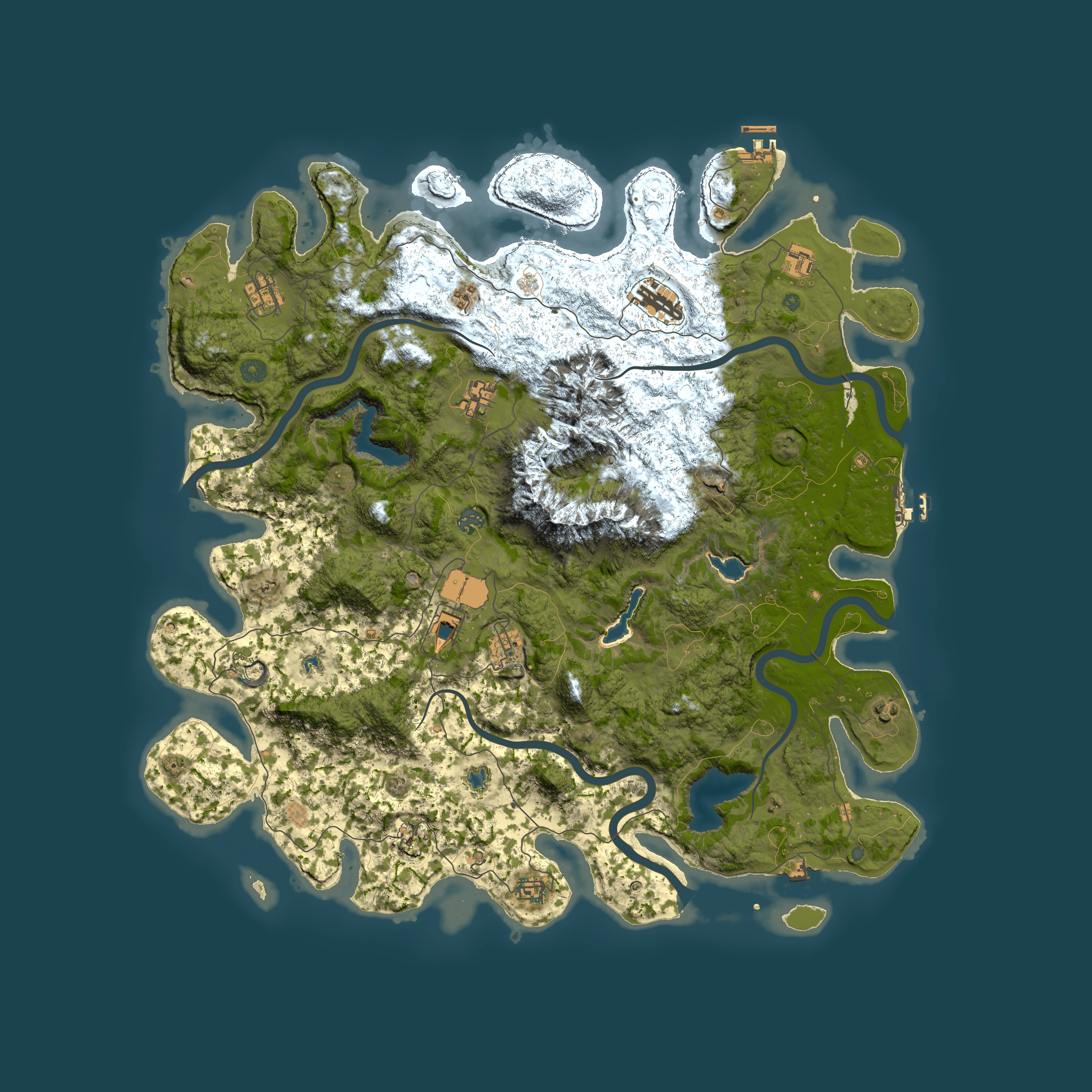 Full top-down render of Rust map seed 1067585887, 5000x5000m
