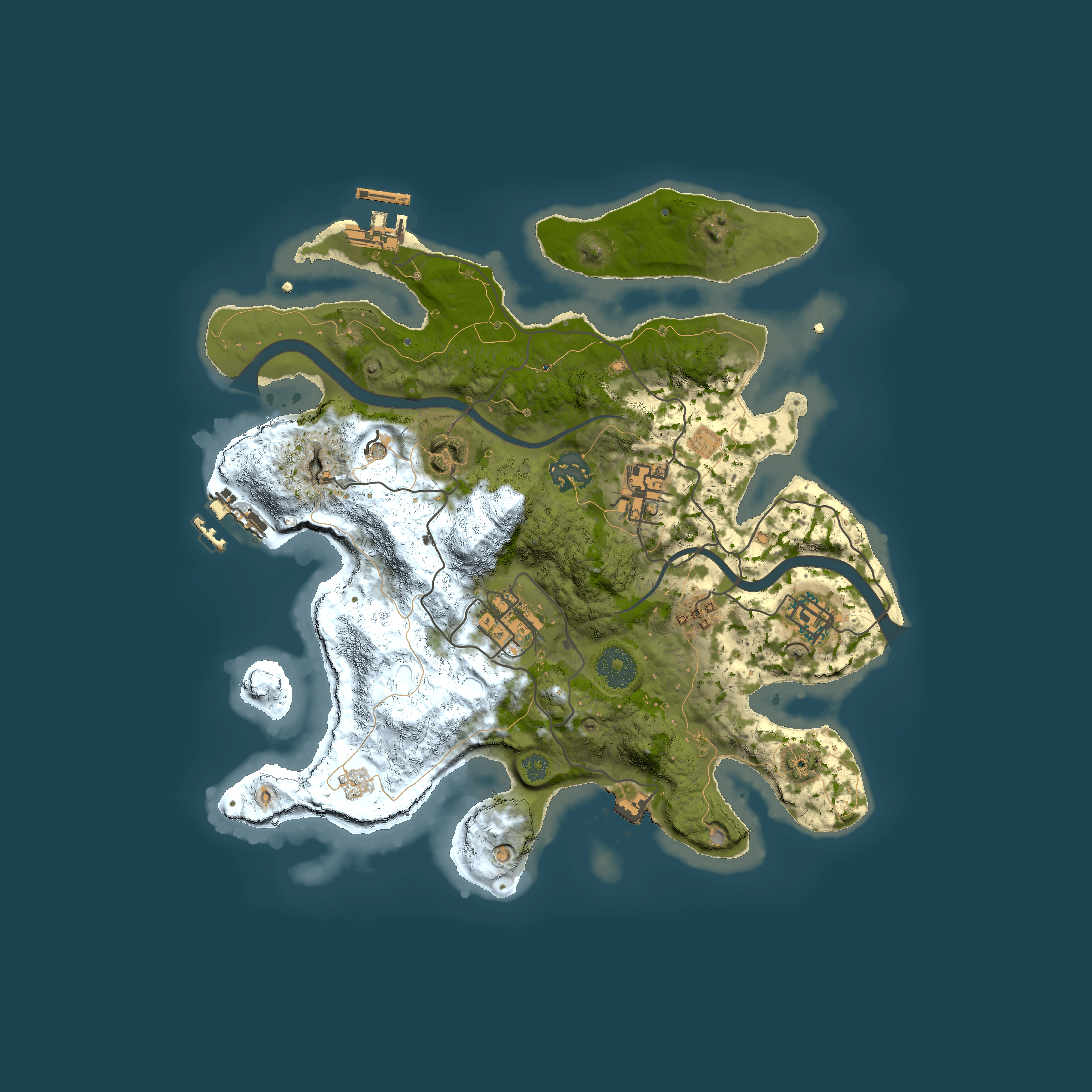 Full top-down render of Rust map seed 381142002, 3000x3000m