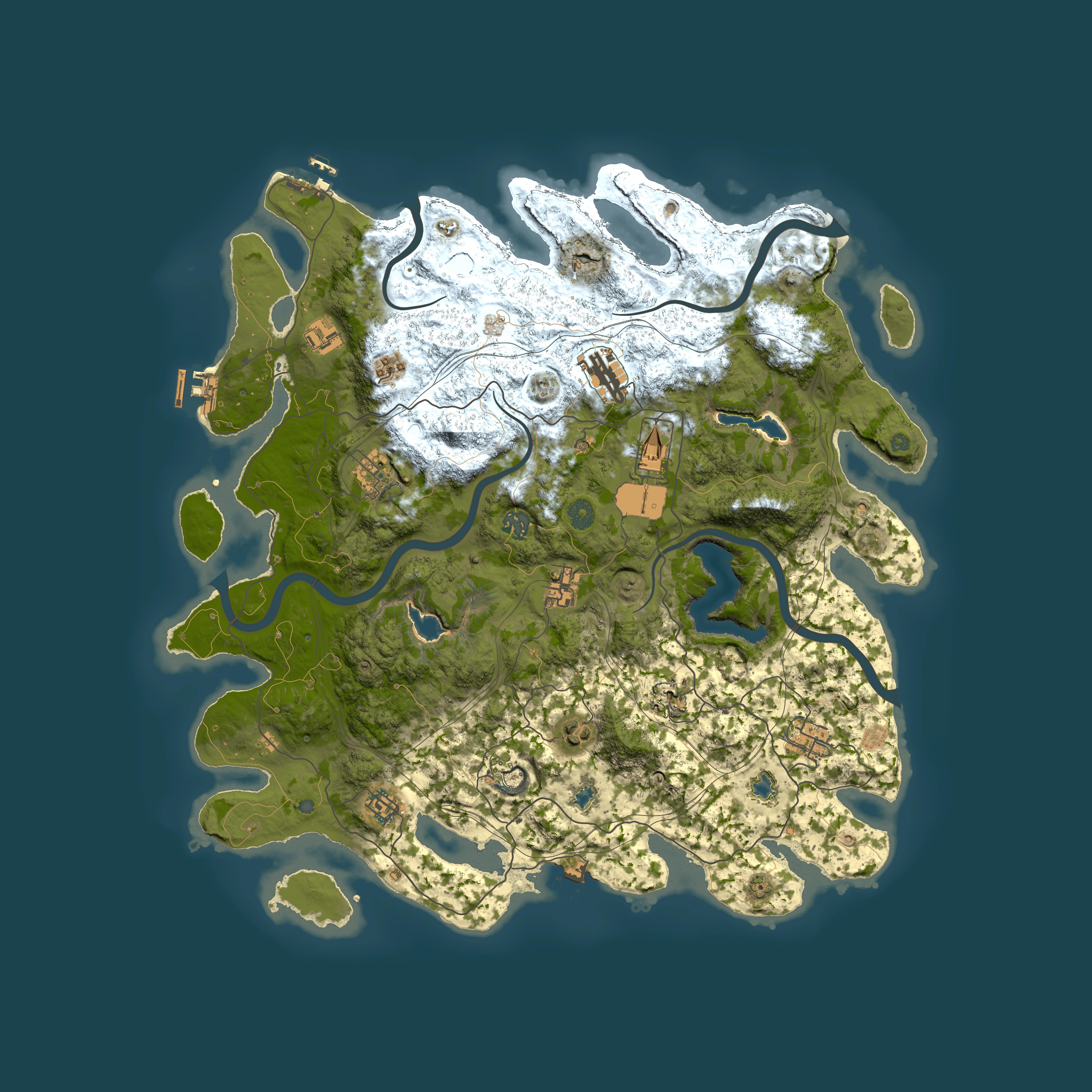 Full top-down render of Rust map seed 1266928550, 4500x4500m