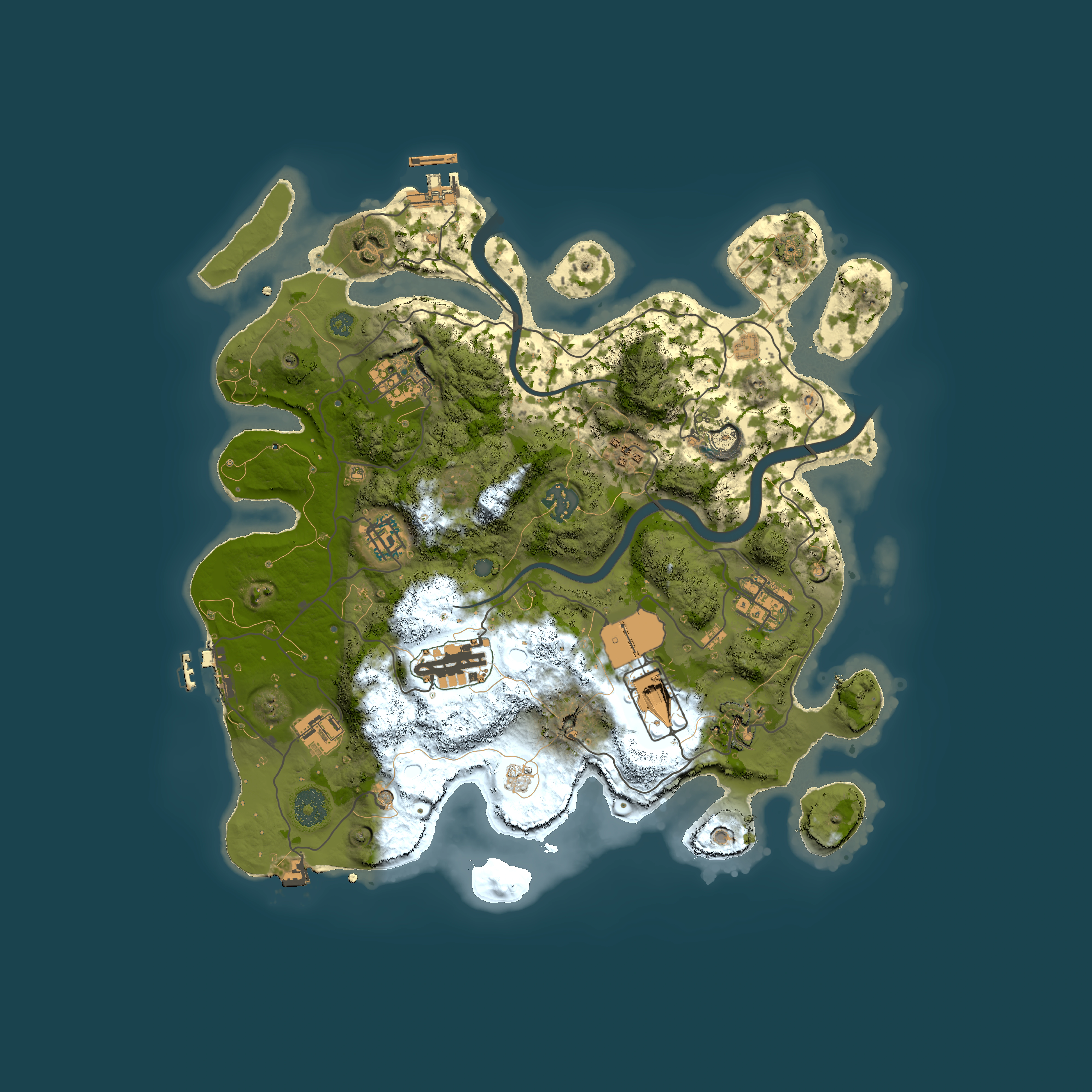 Full top-down render of Rust map seed 772885769, 3500x3500m