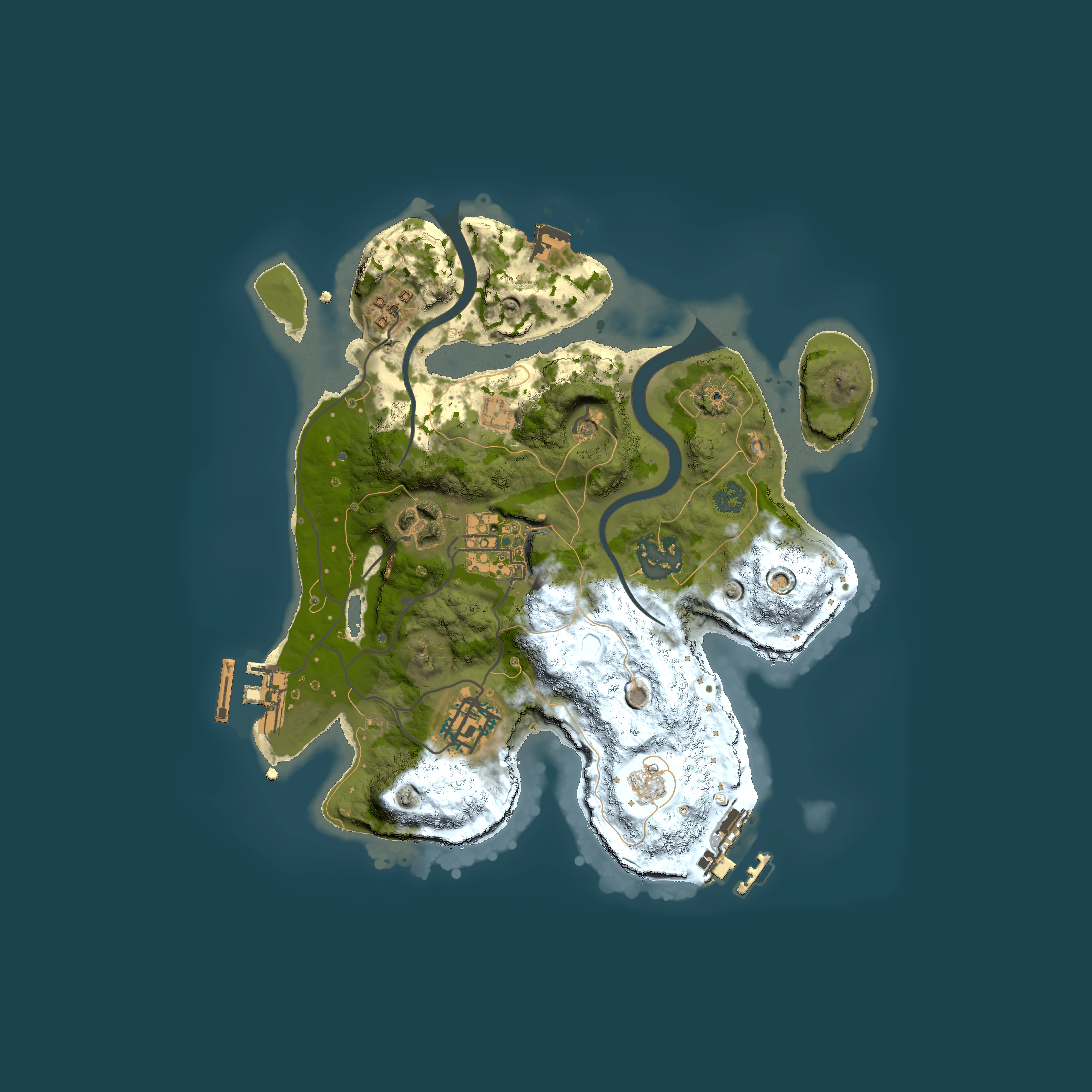 Full top-down render of Rust map seed 1408504301, 2500x2500m