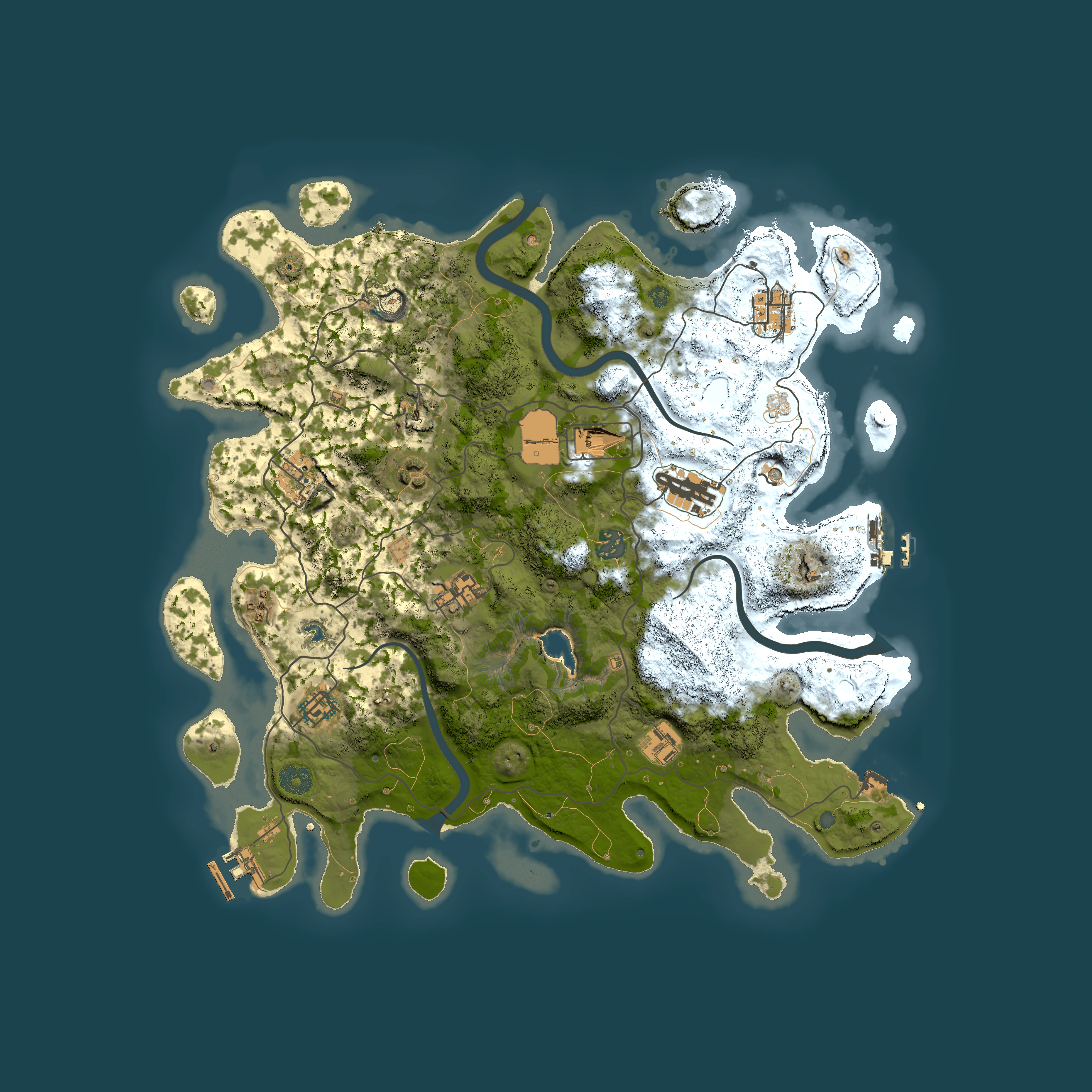 Full top-down render of Rust map seed 1054192407, 4000x4000m